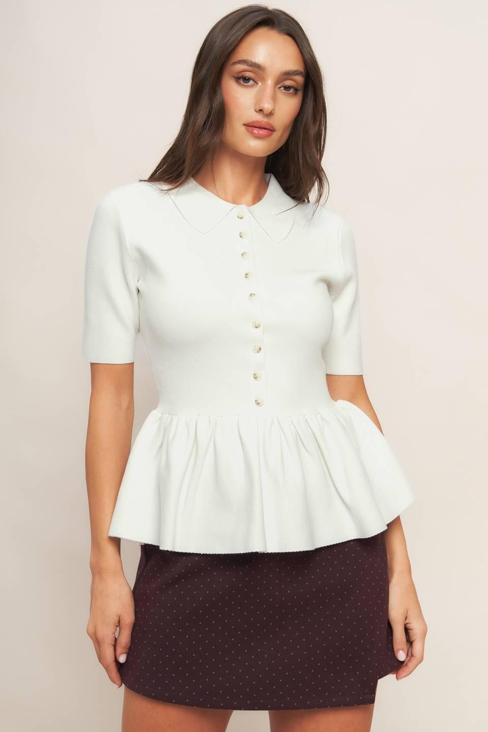SWEET SERENADE CREAM WOVEN TOP.