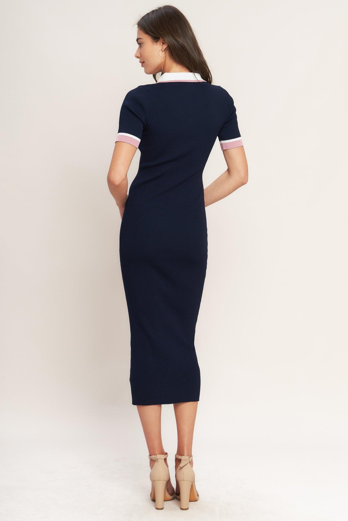 A sweater knit midi dress featuring collar, V neck opening and short sleeve
Details:
Self : 78% Viscose 22% Nylon
Size & Fit
- Model is 5`8" And Wearing Size Small
- Measurements Taken From Size Small
- Approx. Length: 51" FLYING TOMATO