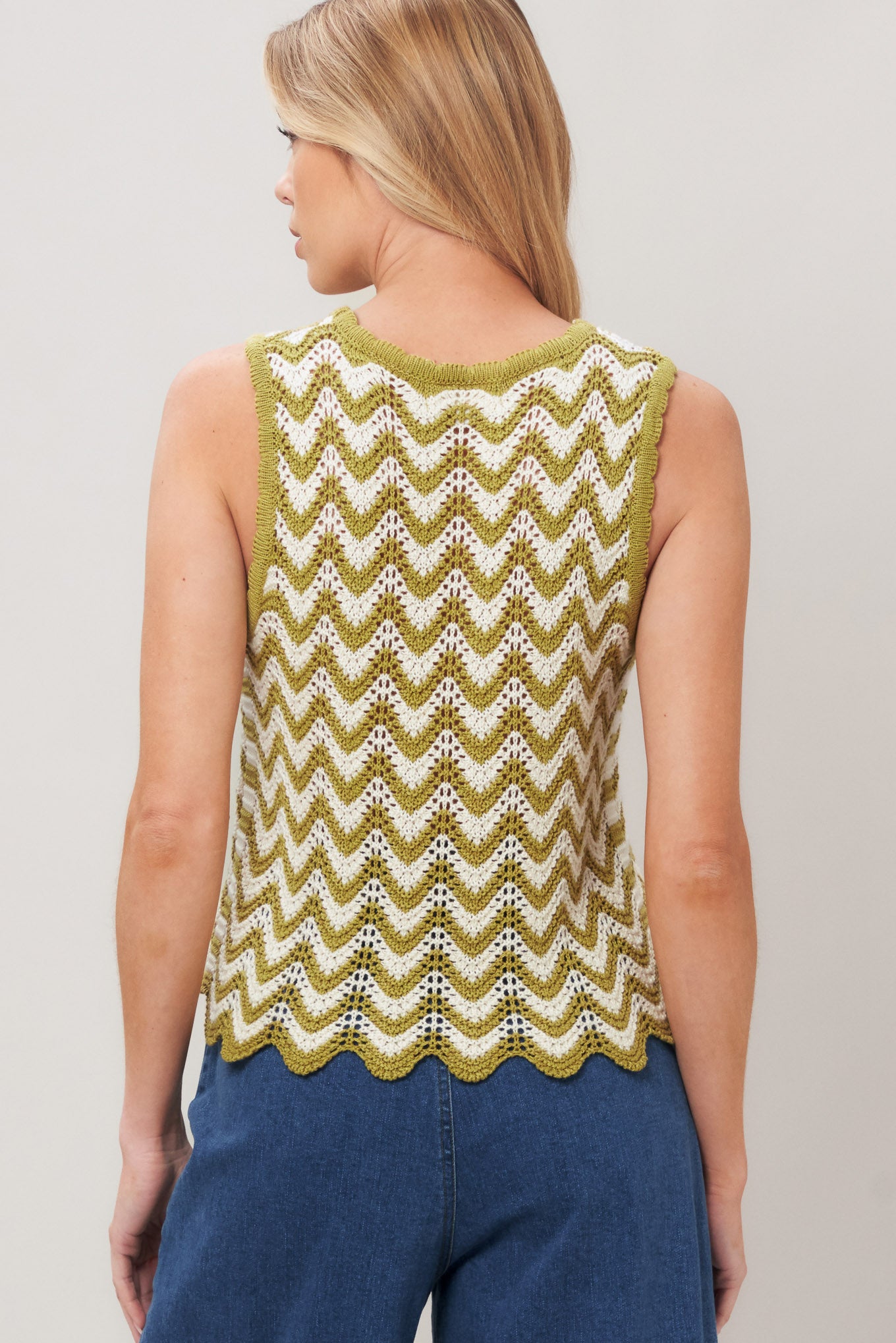 SUNSET STITCH CROCHET KNIT TOP.