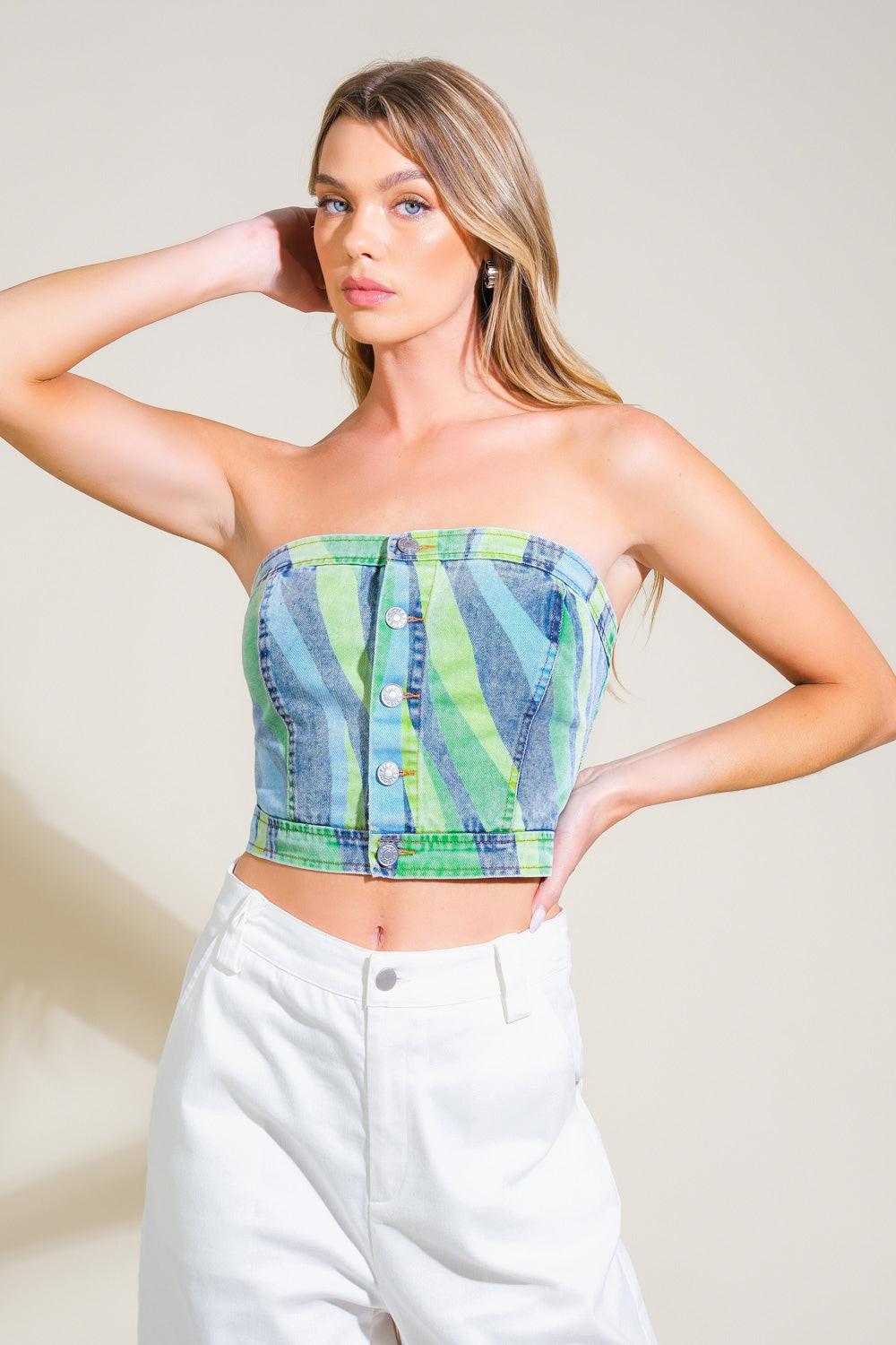 NAVIGATING LIFE DENIM TOP.