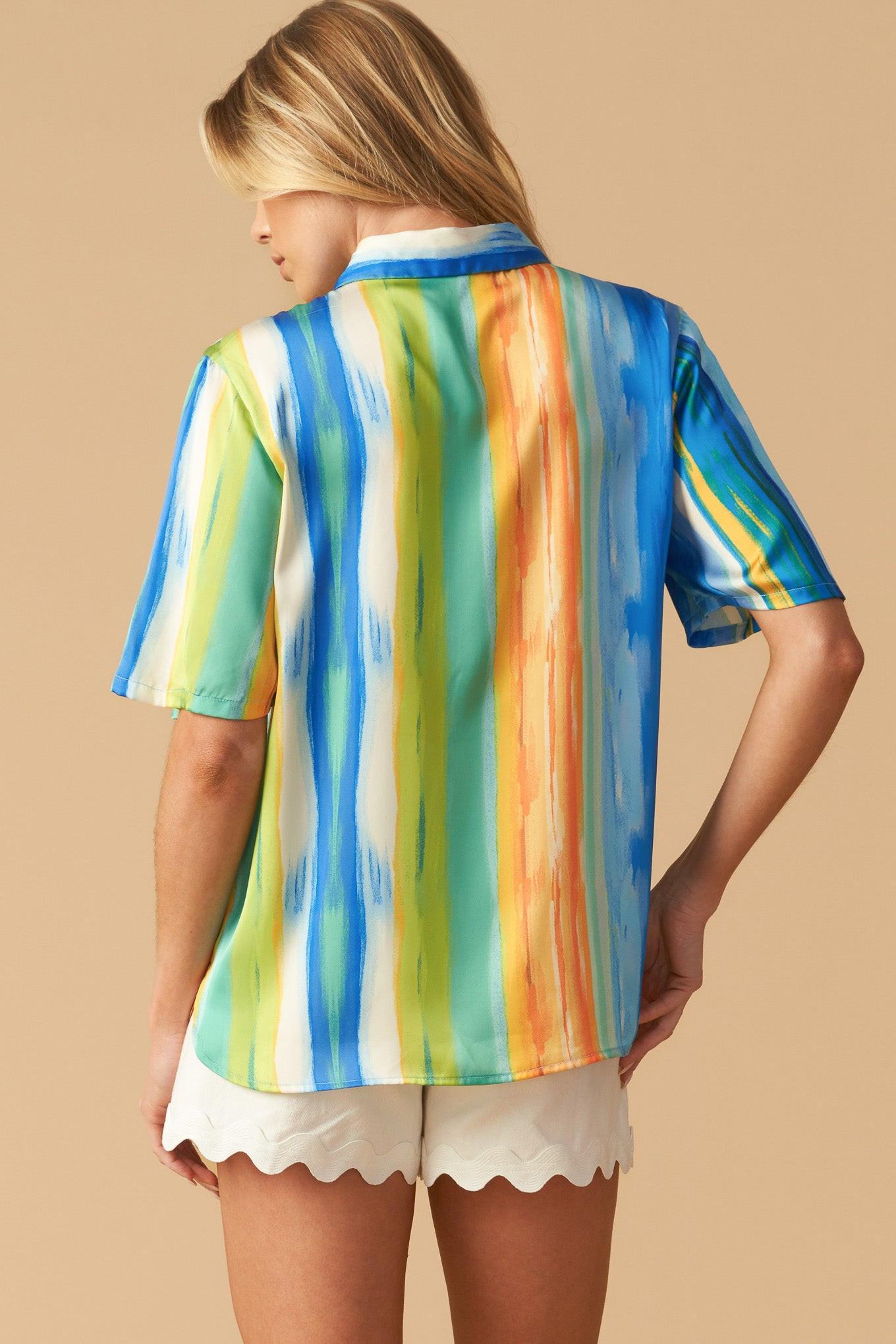 TAKE ME DANCING WOVEN SATIN TOP.