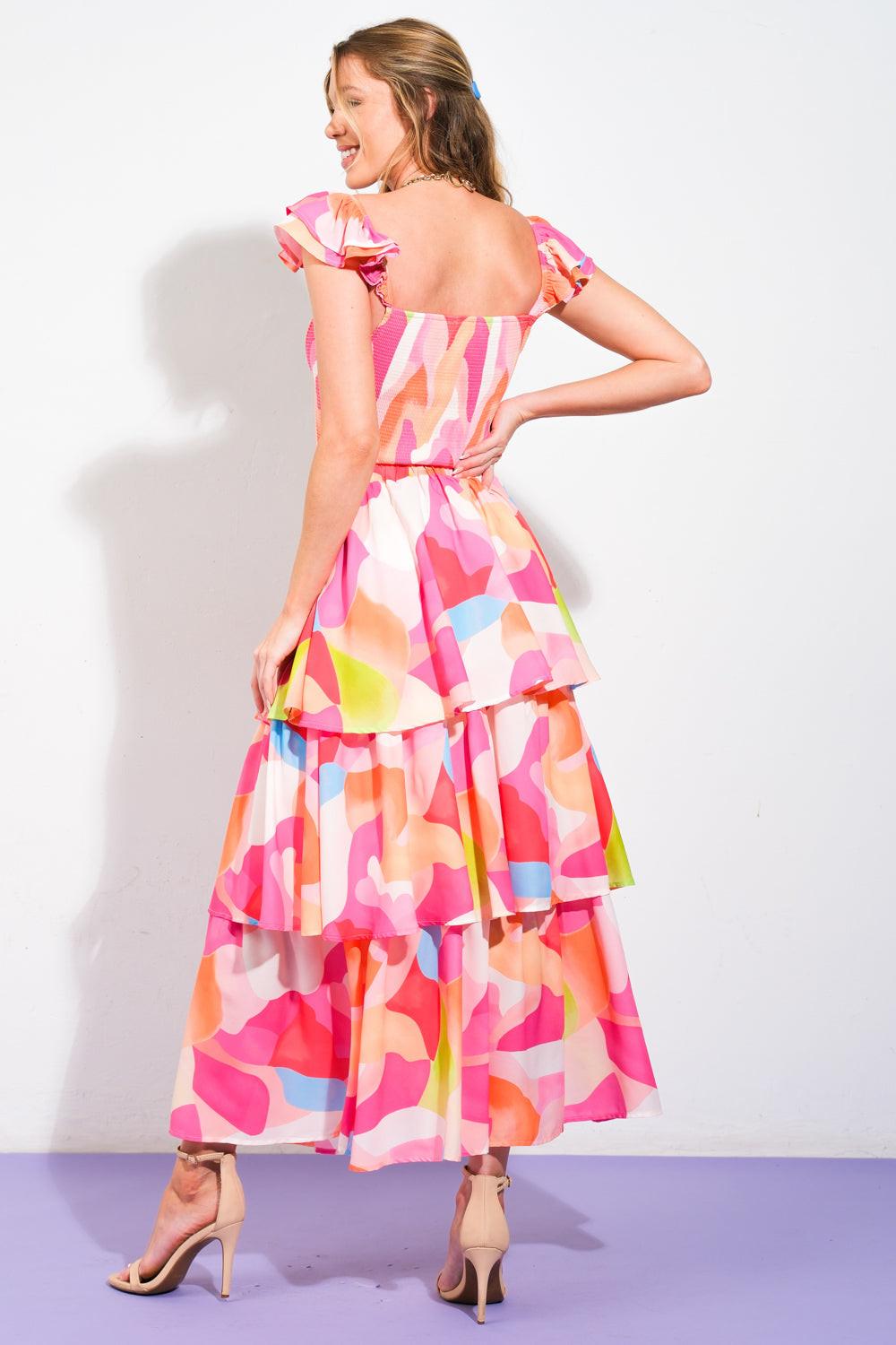 ABSOLUTE EDGE PINK WOVEN TOP AND SKIRT.