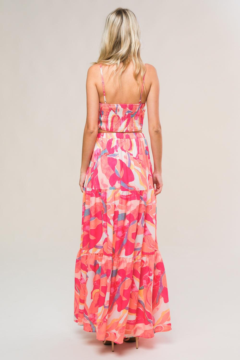 ROMANTICALLY SPEAKING WOVEN TOP AND SKIRT SET.