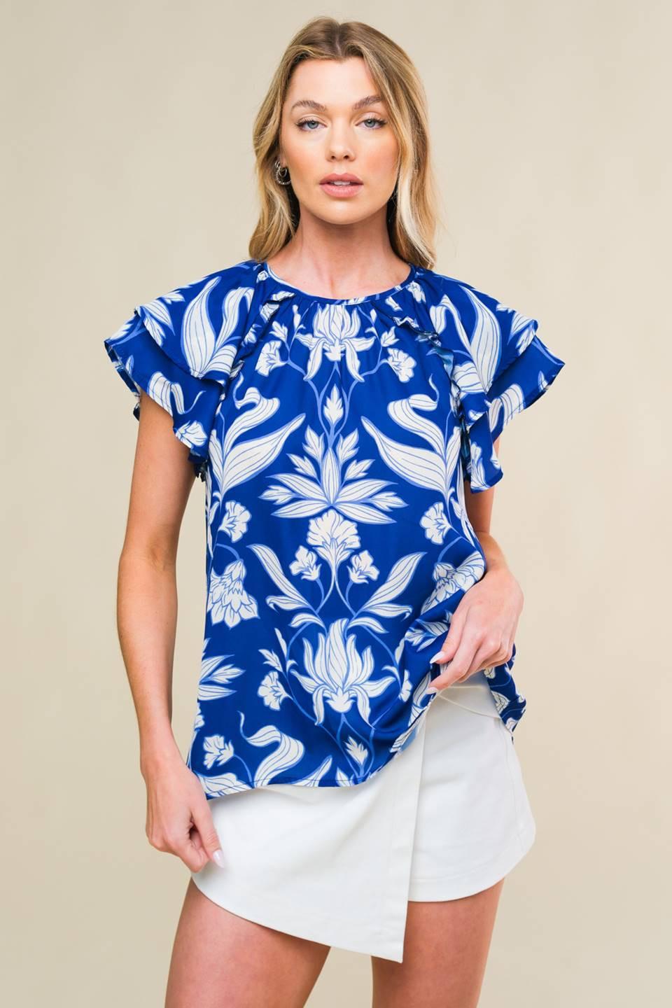 INTO THE SKY WOVEN TOP.