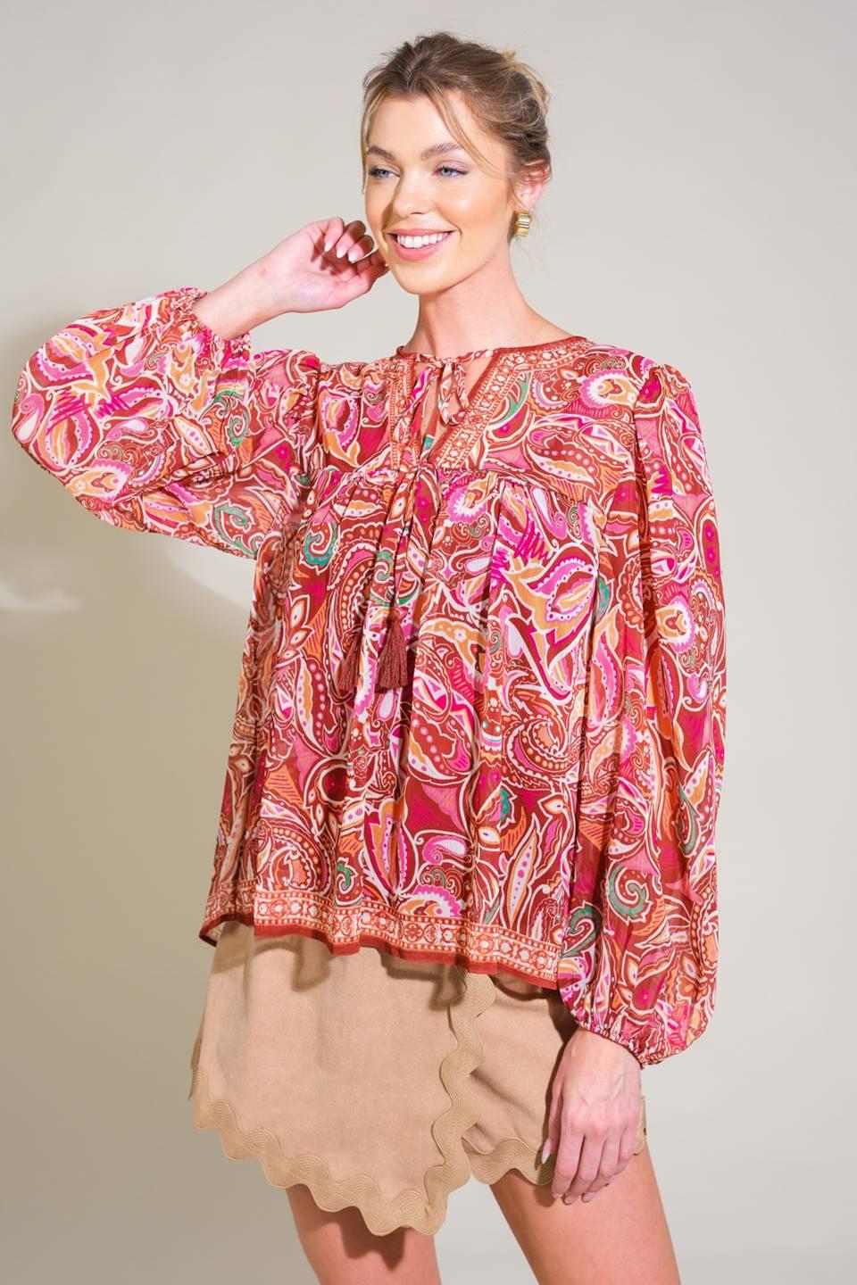 TIME AFTER TIME WOVEN TOP.