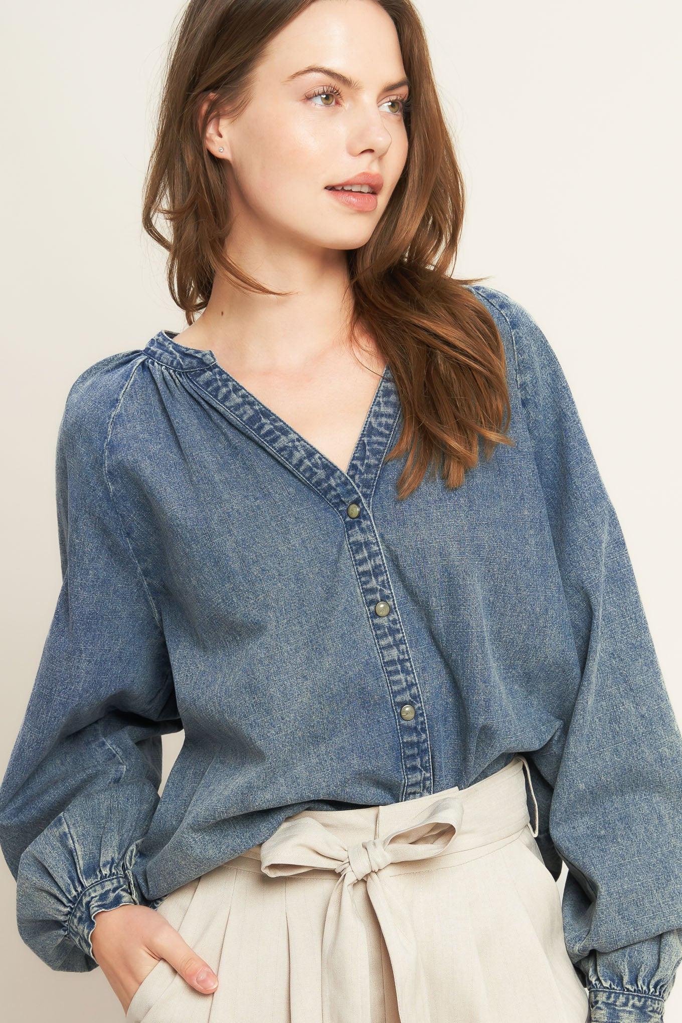 MUSING ABOUT YOU DENIM TOP.