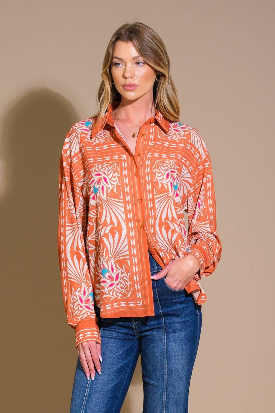 YOU NEVER CAN TELL WOVEN TOP.