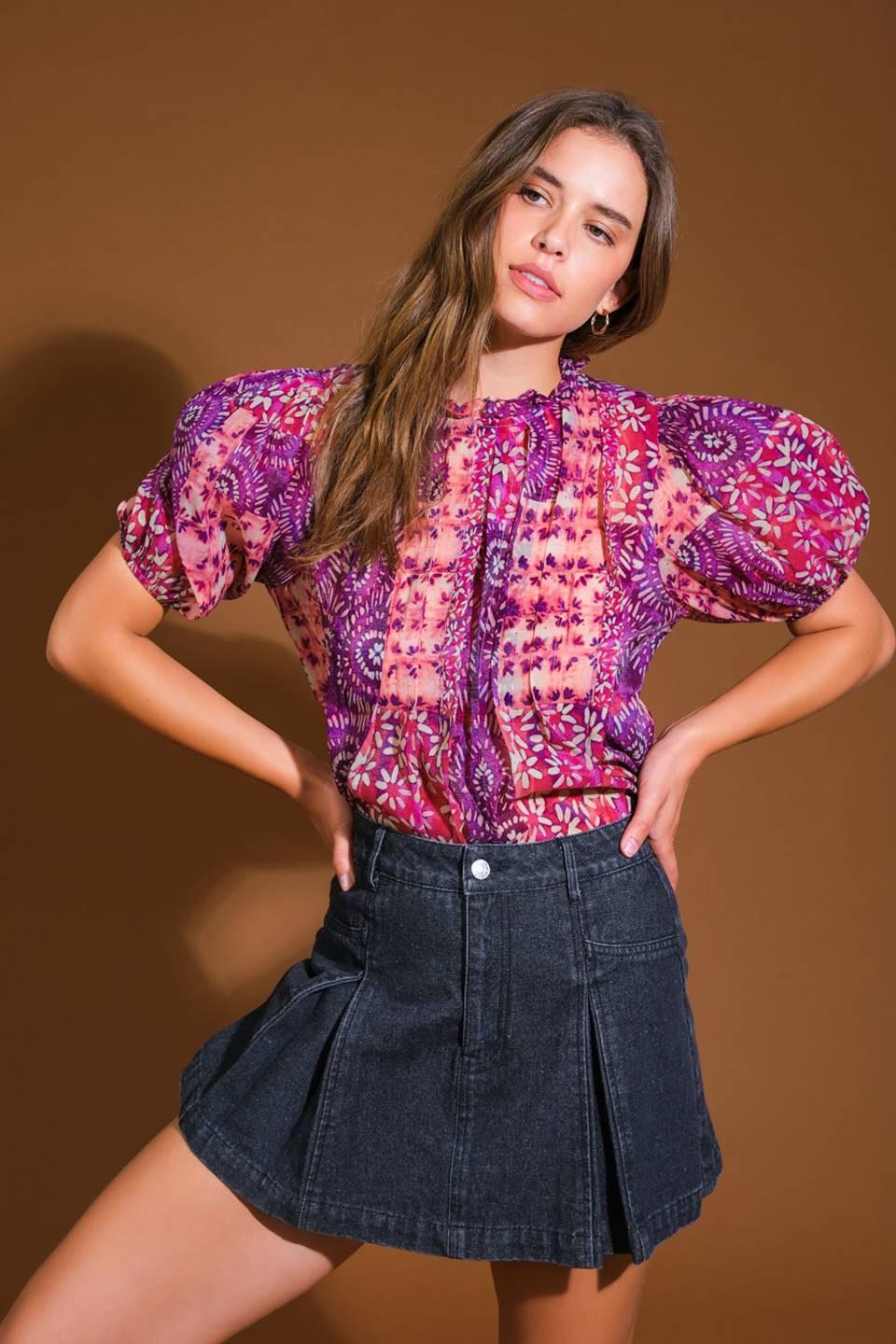 SPECIAL MOMENT WOVEN TOP.