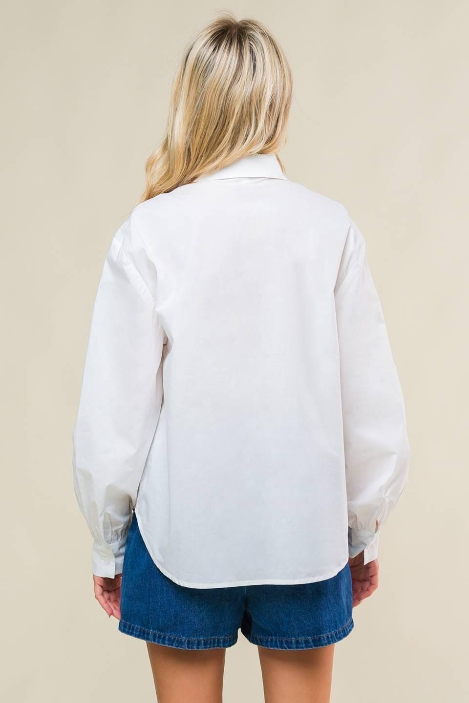 REFINED BREEZE BUTTON-UP TOP.