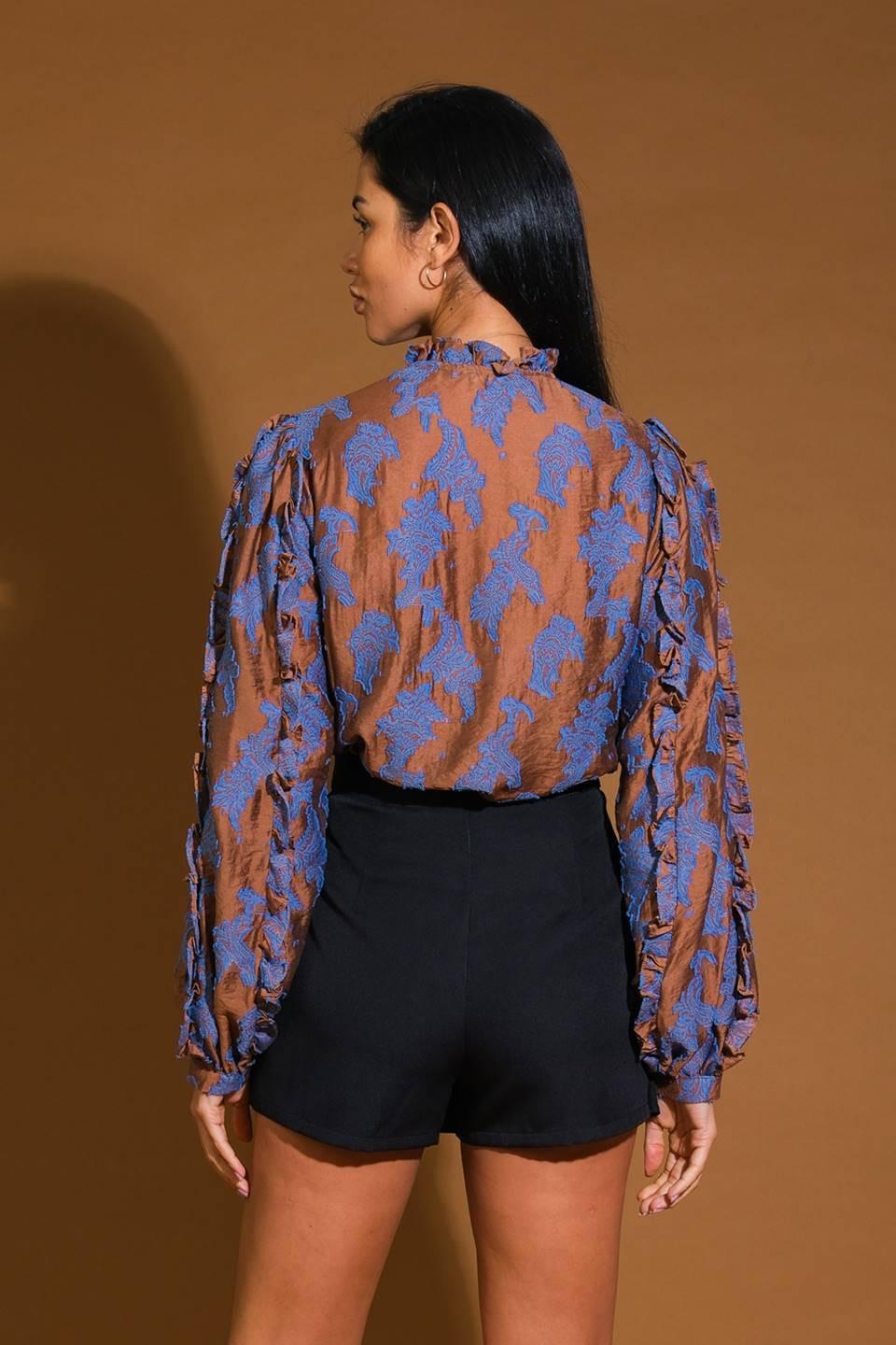 TRUE TO ME JACQUARD WOVEN TOP.
