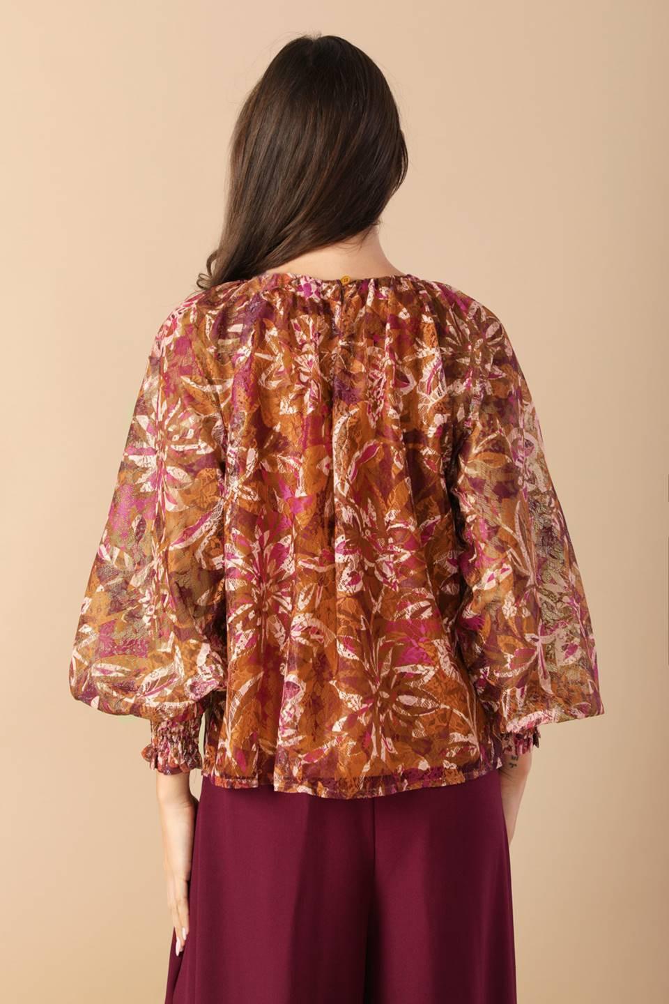 SUNSET STROLL WOVEN TOP.