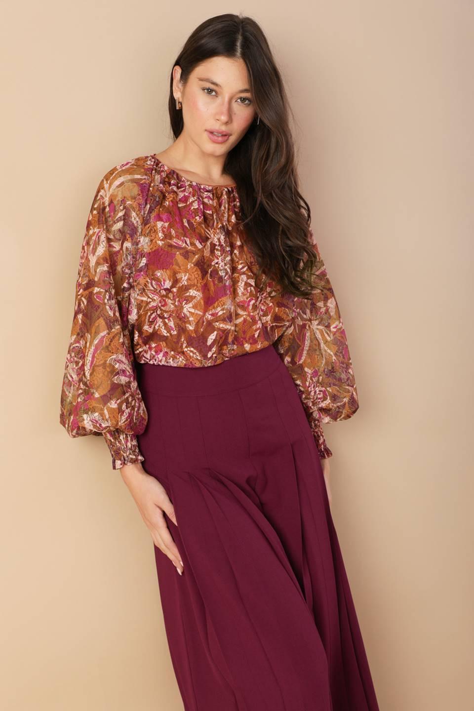 SUNSET STROLL WOVEN TOP.