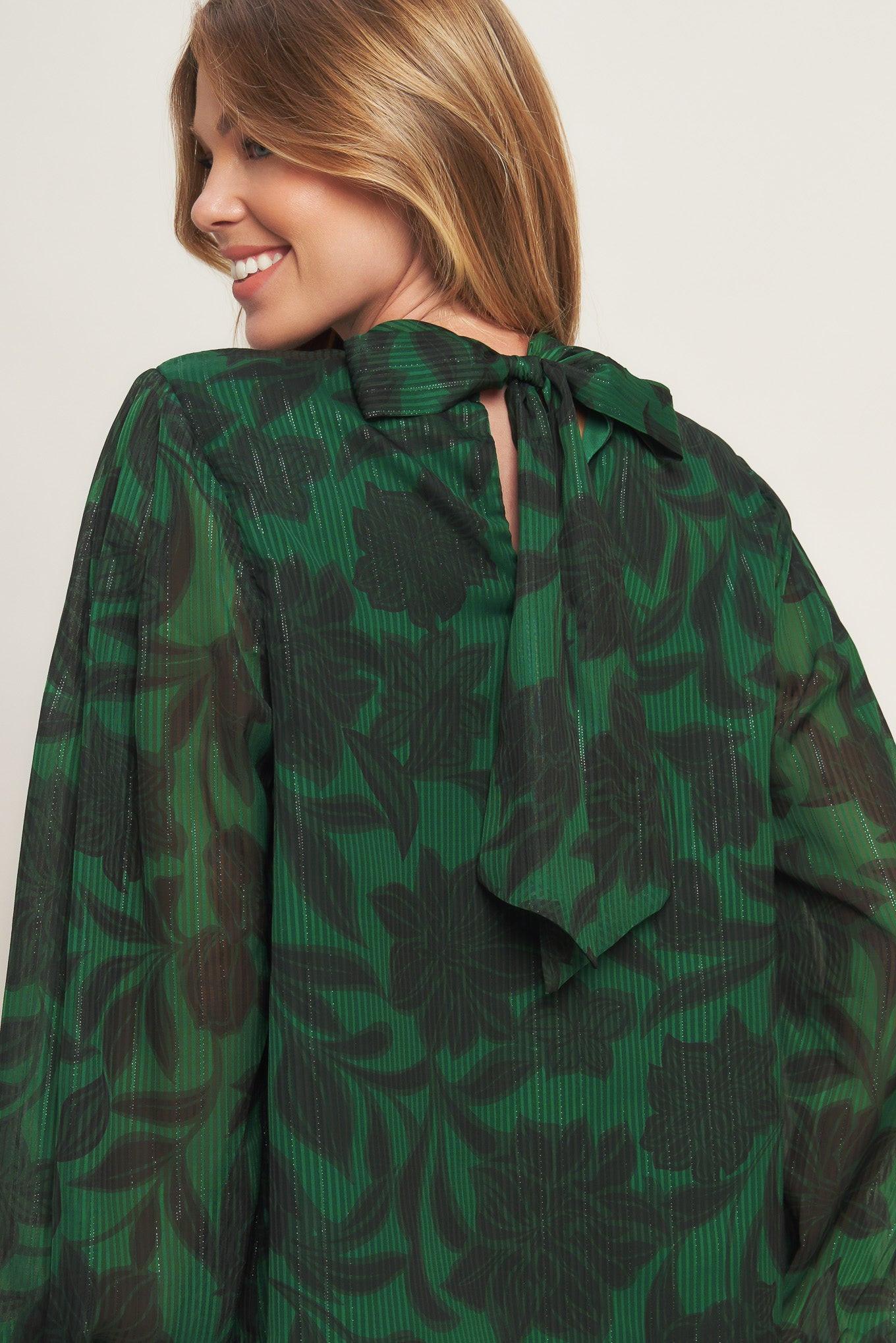 NOIR LEAF GREEN WOVEN TOP - Flying Tomato - TOPS - Flying Tomato
