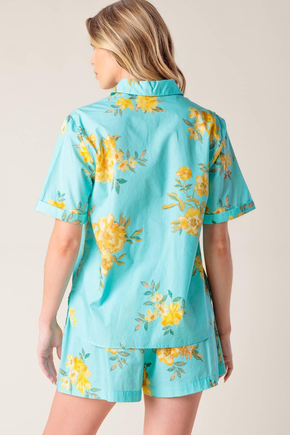 TREASURED TIMES WOVEN TOP AND SHORT SET.