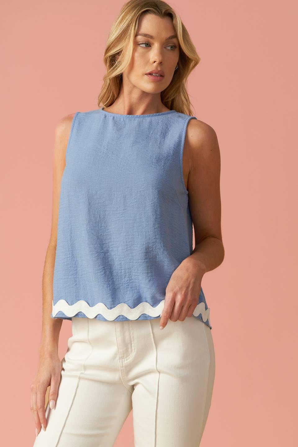 DRIFTING CURRENTS WOVEN TOP.