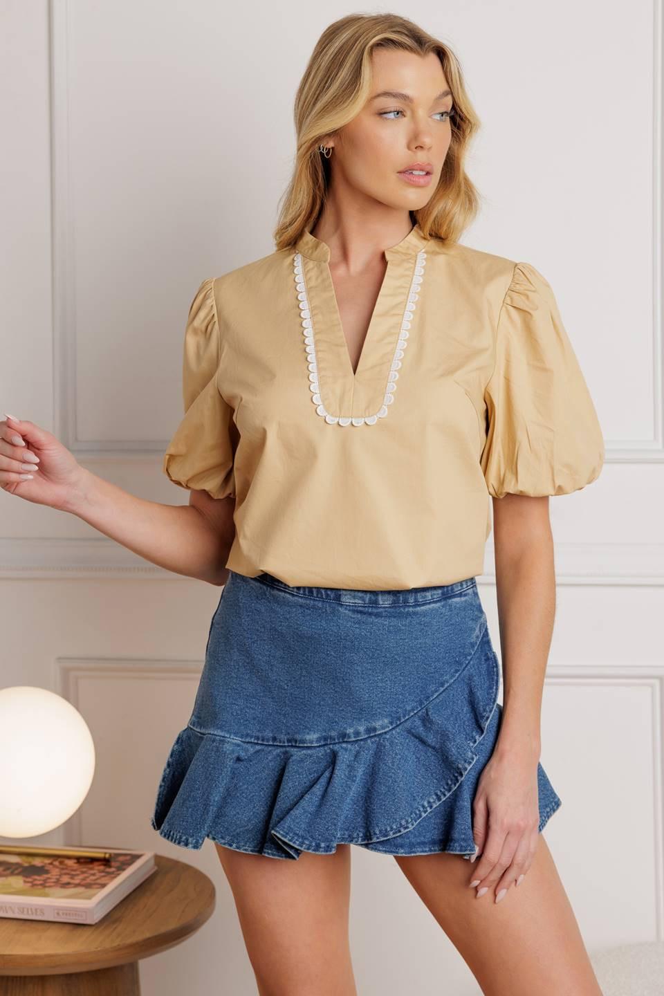 HIGH STANDARDS WOVEN TOP - Flying Tomato - TOPS - WHITE