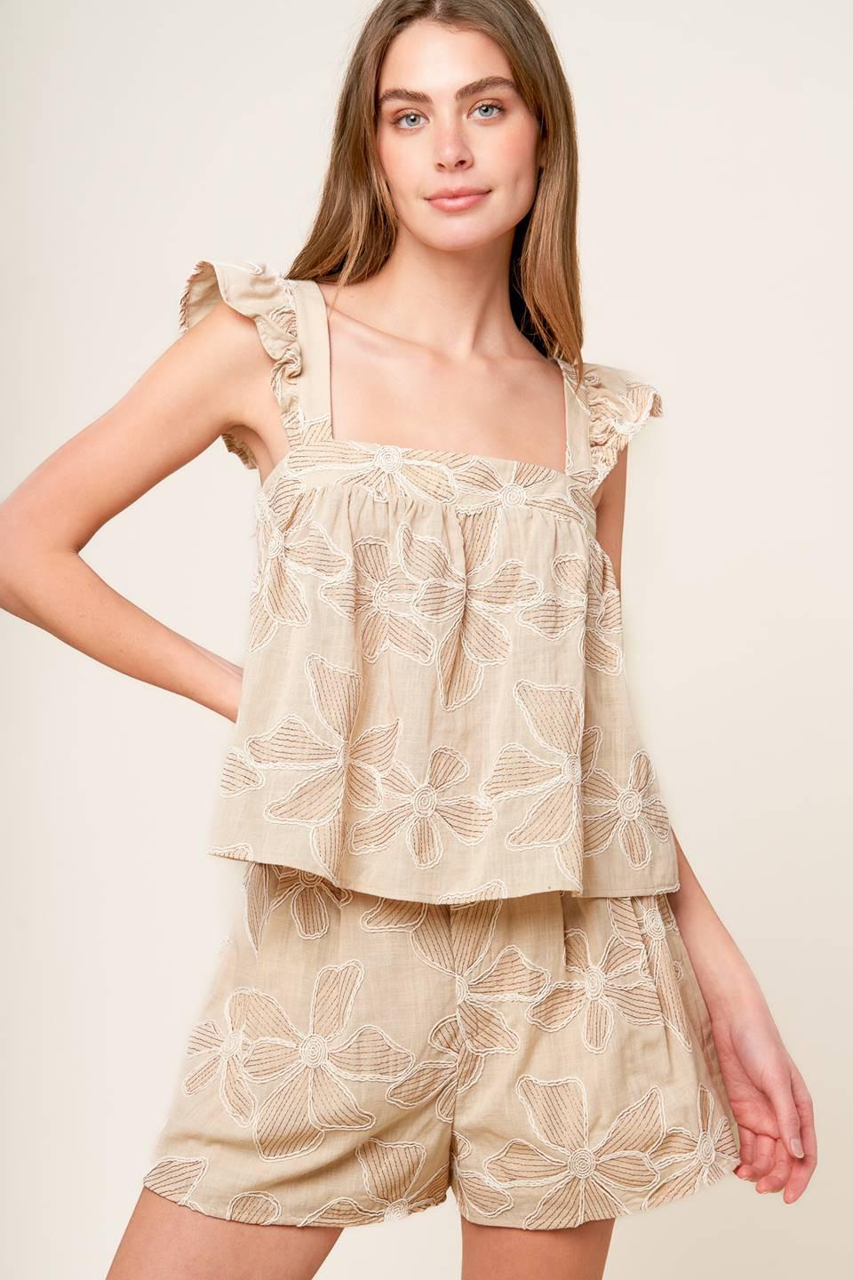 DARCY DREAM WOVEN TOP AND SHORTS SET.
