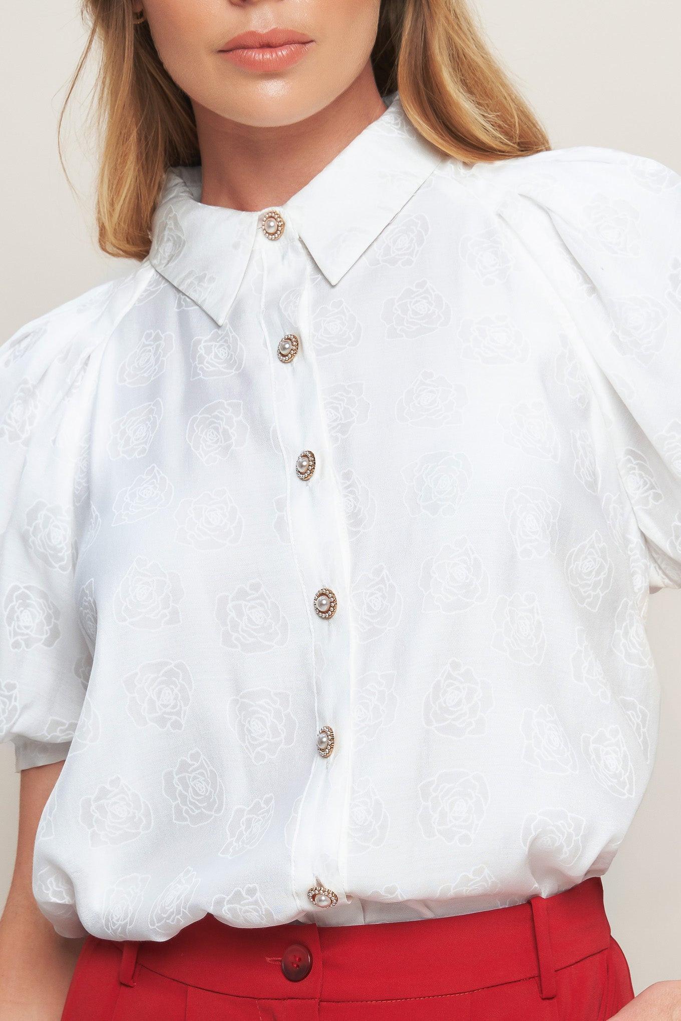 VINEYARD STROLL IVORY WOVEN TOP.