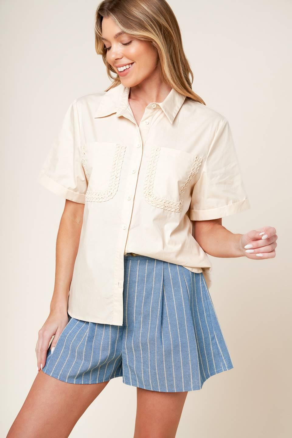 LAYTON CREAM WOVEN TOP.