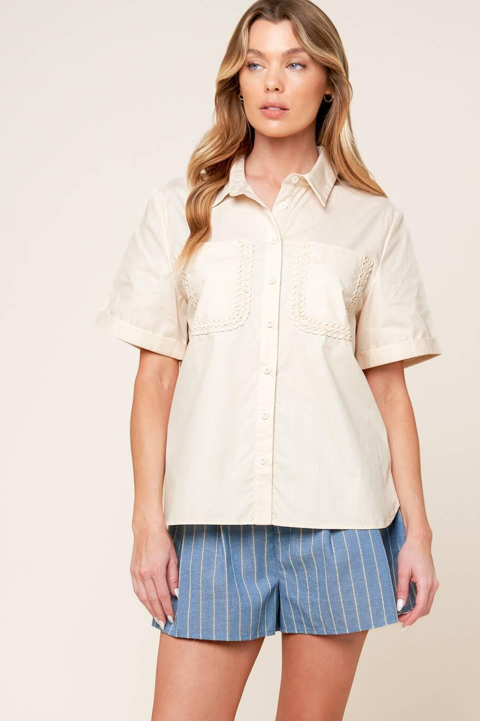 LAYTON CREAM WOVEN TOP.