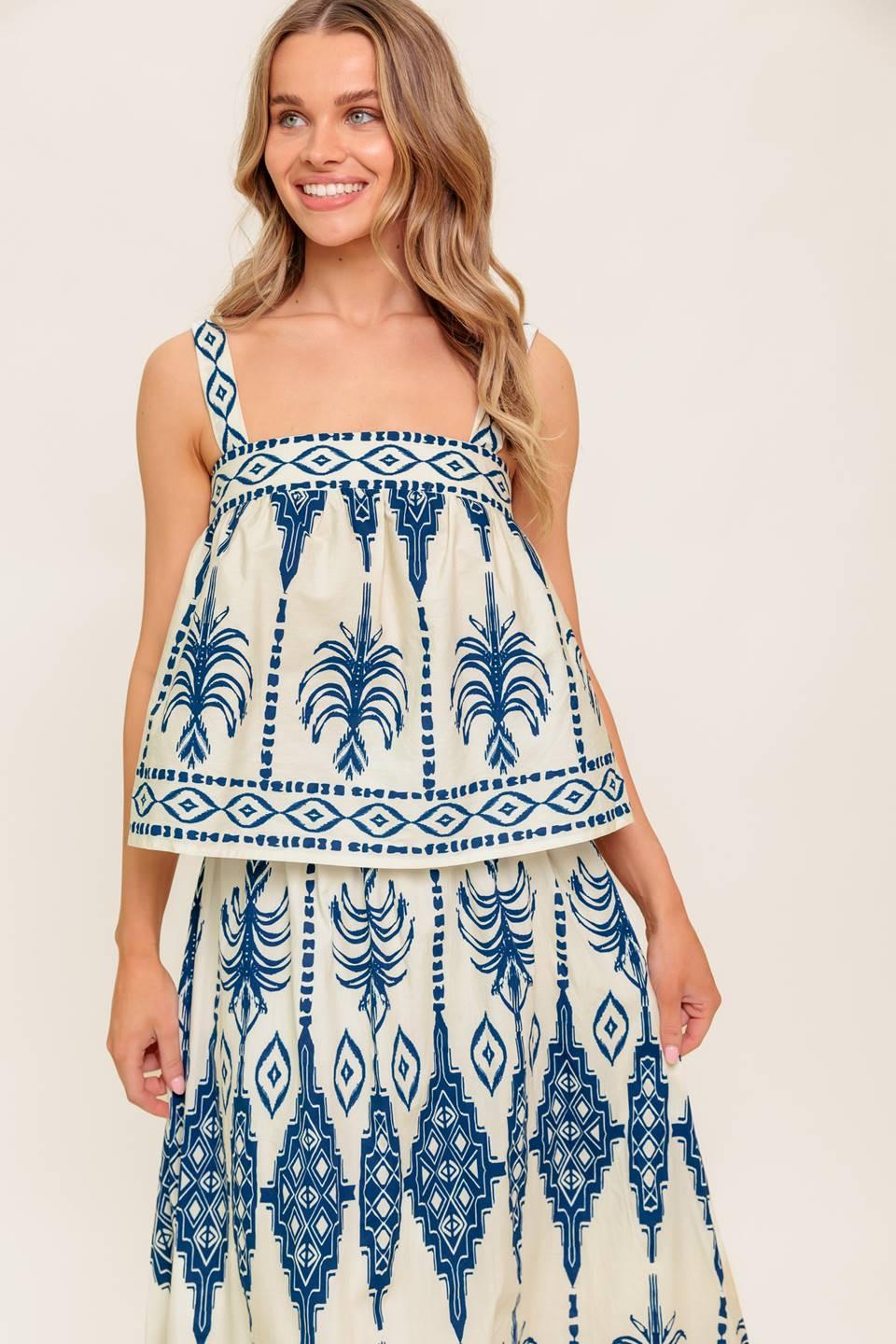 FLORAL RHYTHM WOVEN TOP AND SKIRT SET main image 0