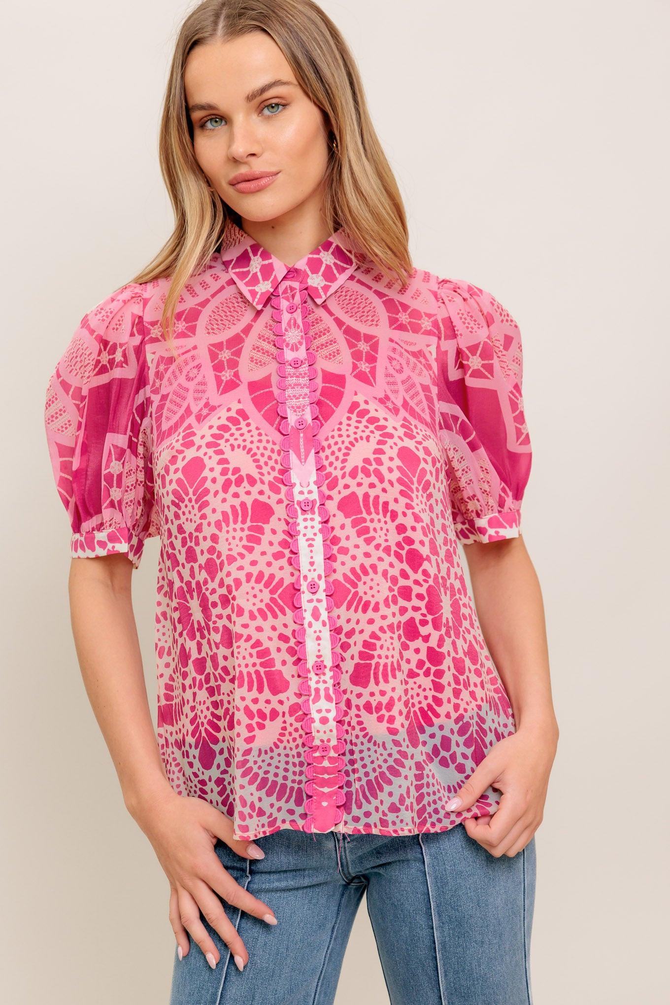 PRECIOUS HEART WOVEN TOP.