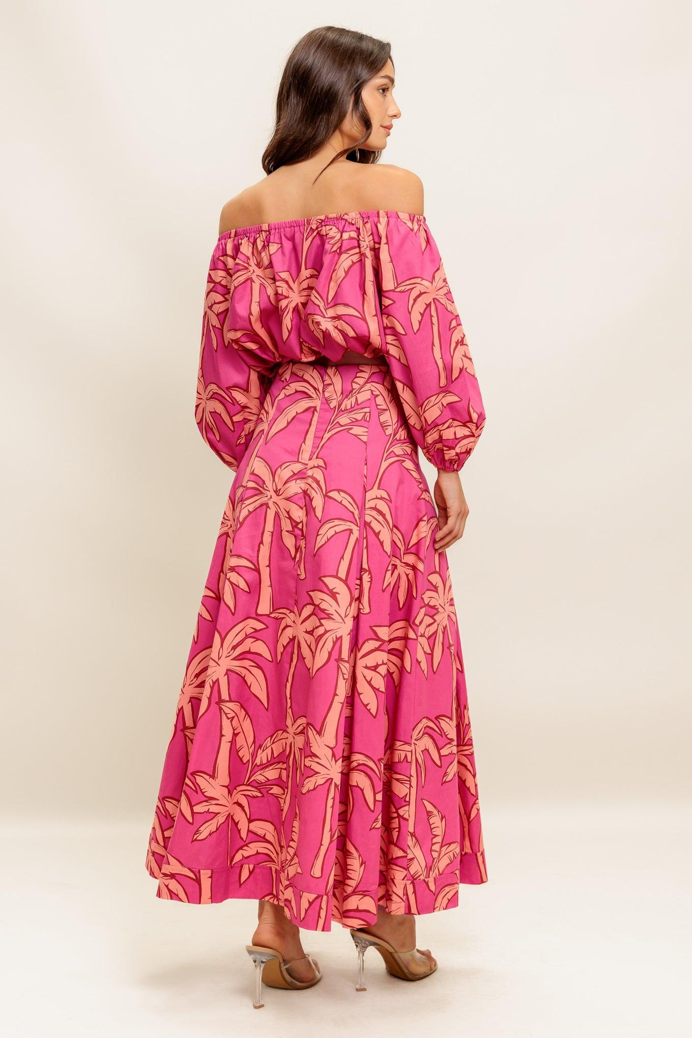 PARADISE MATCH WOVEN TOP AND SKIRT SET.
