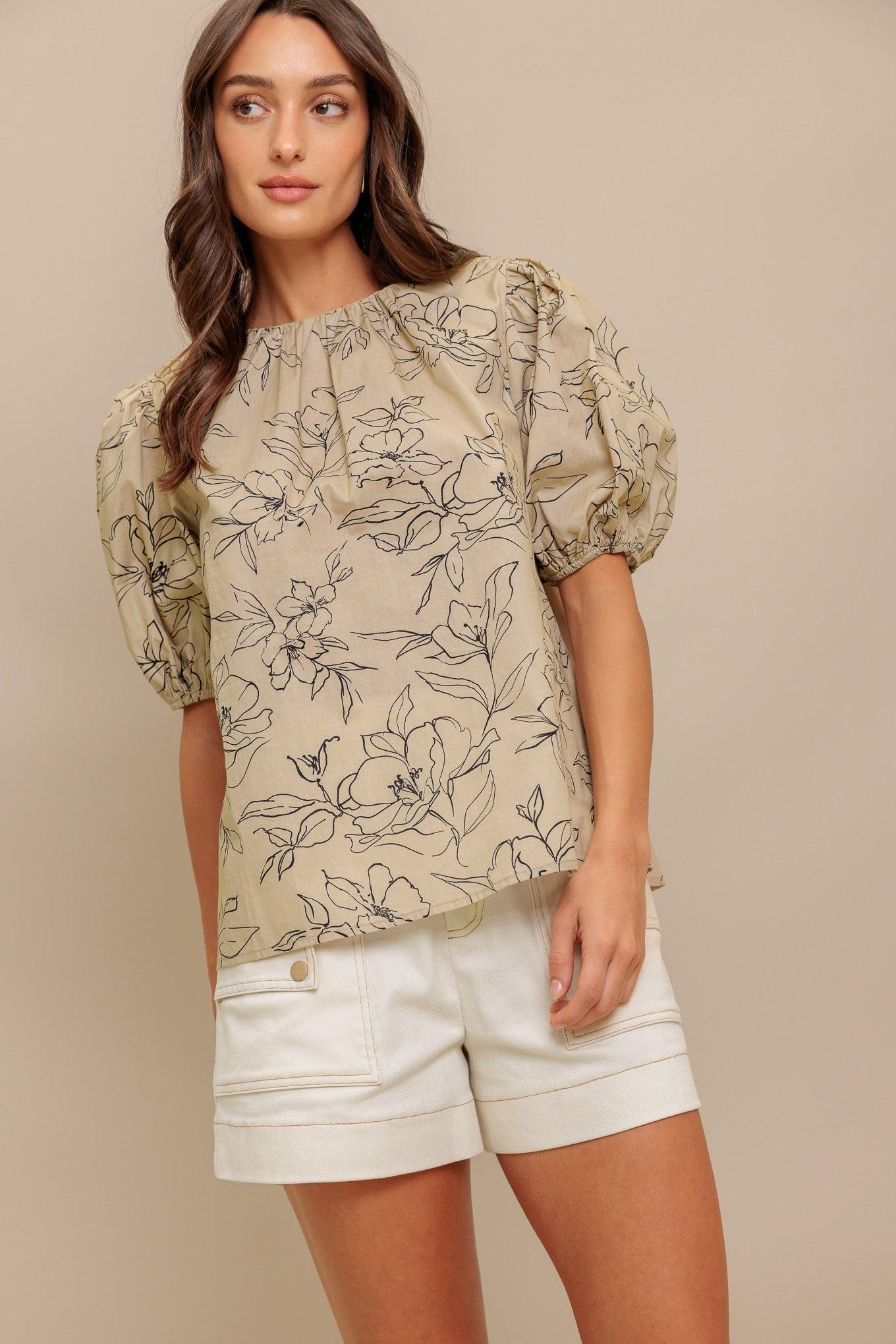 BOTANICAL LUXE WOVEN TOP.