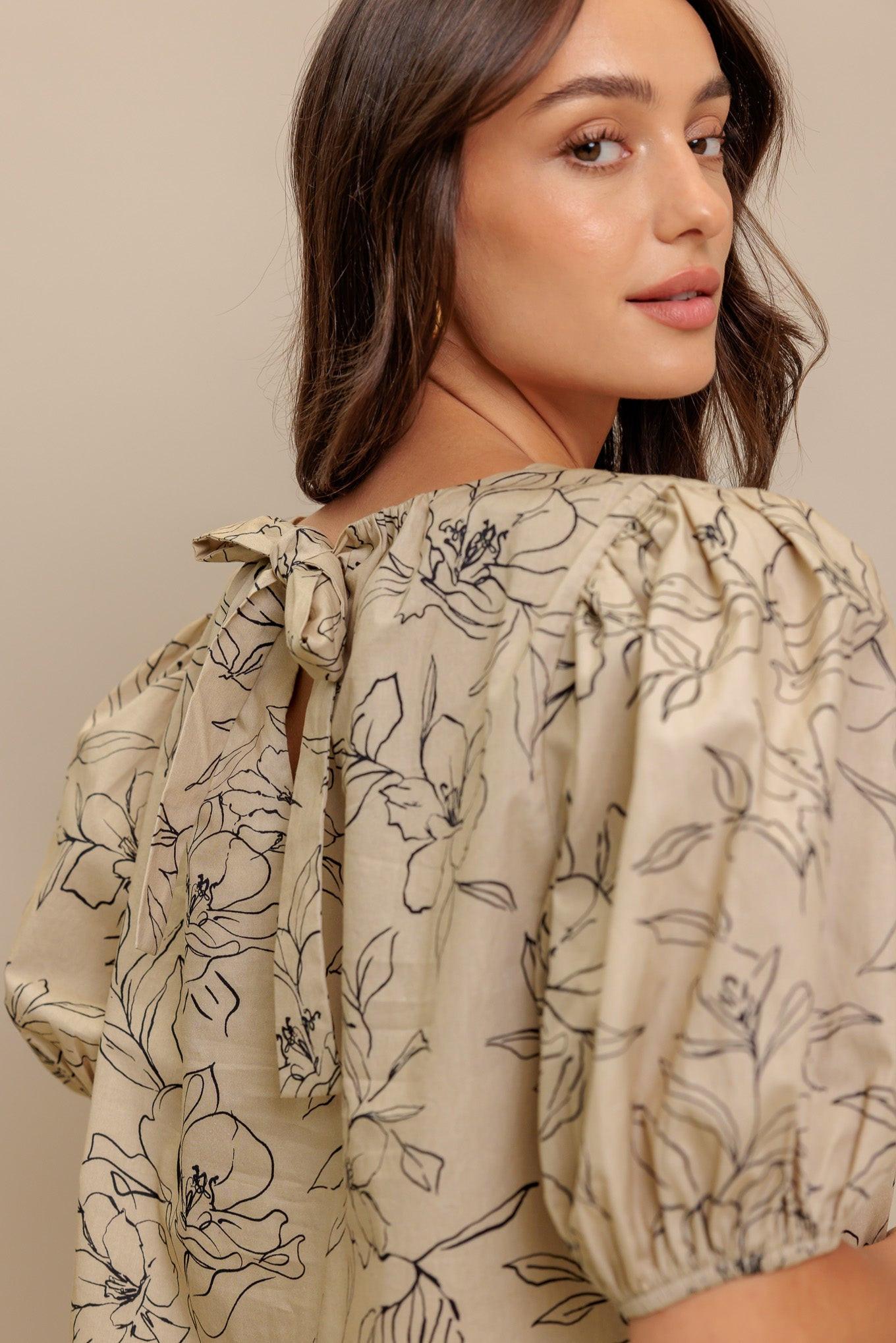 BOTANICAL LUXE WOVEN TOP.
