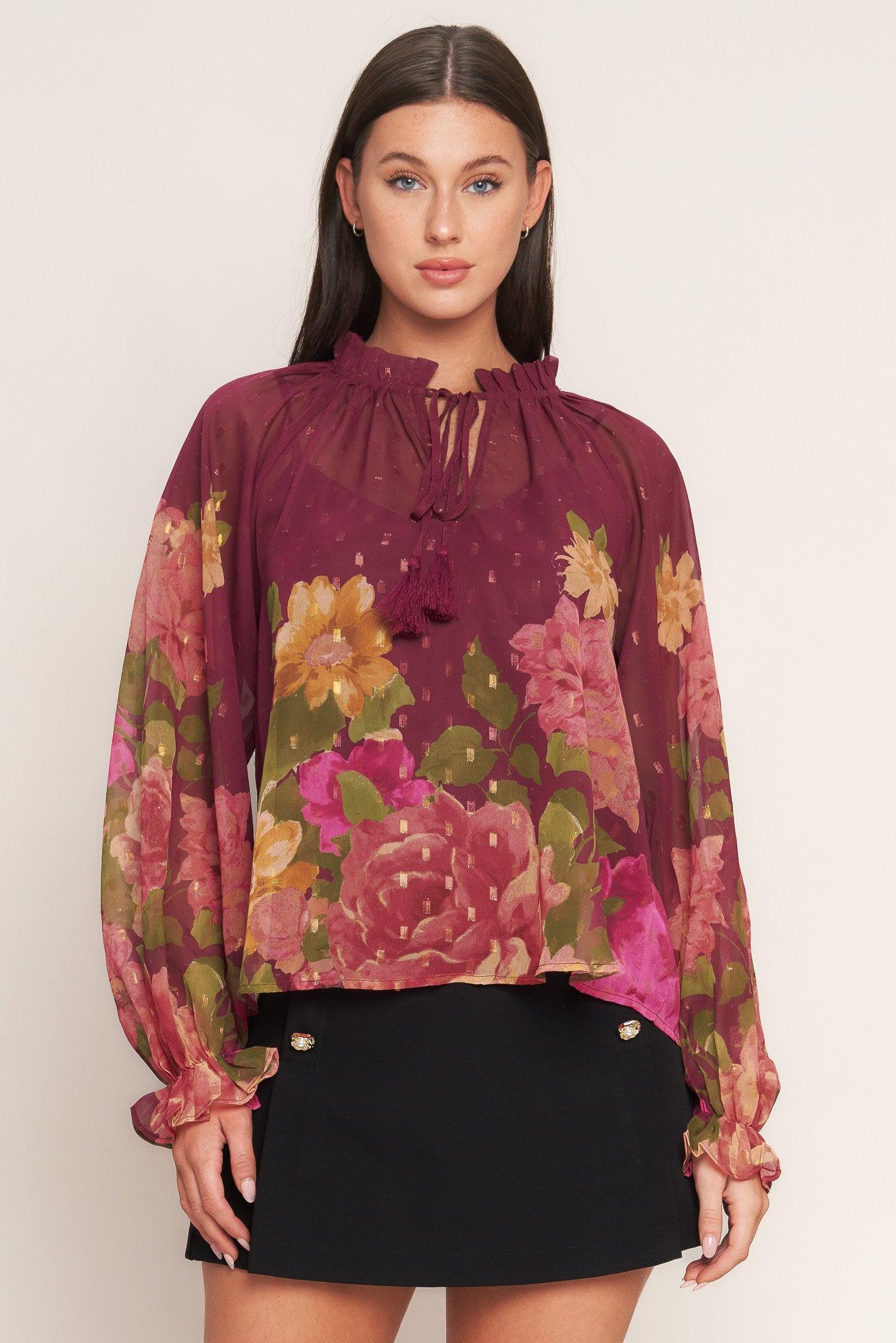 FLORA ROMANTICA WOVEN TOP.