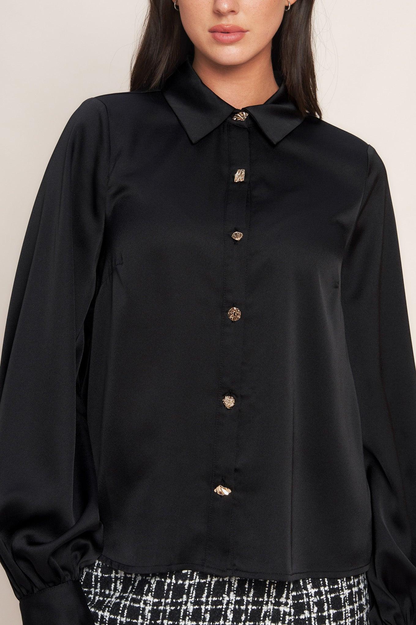 BLACK ORBIT WOVEN TOP.