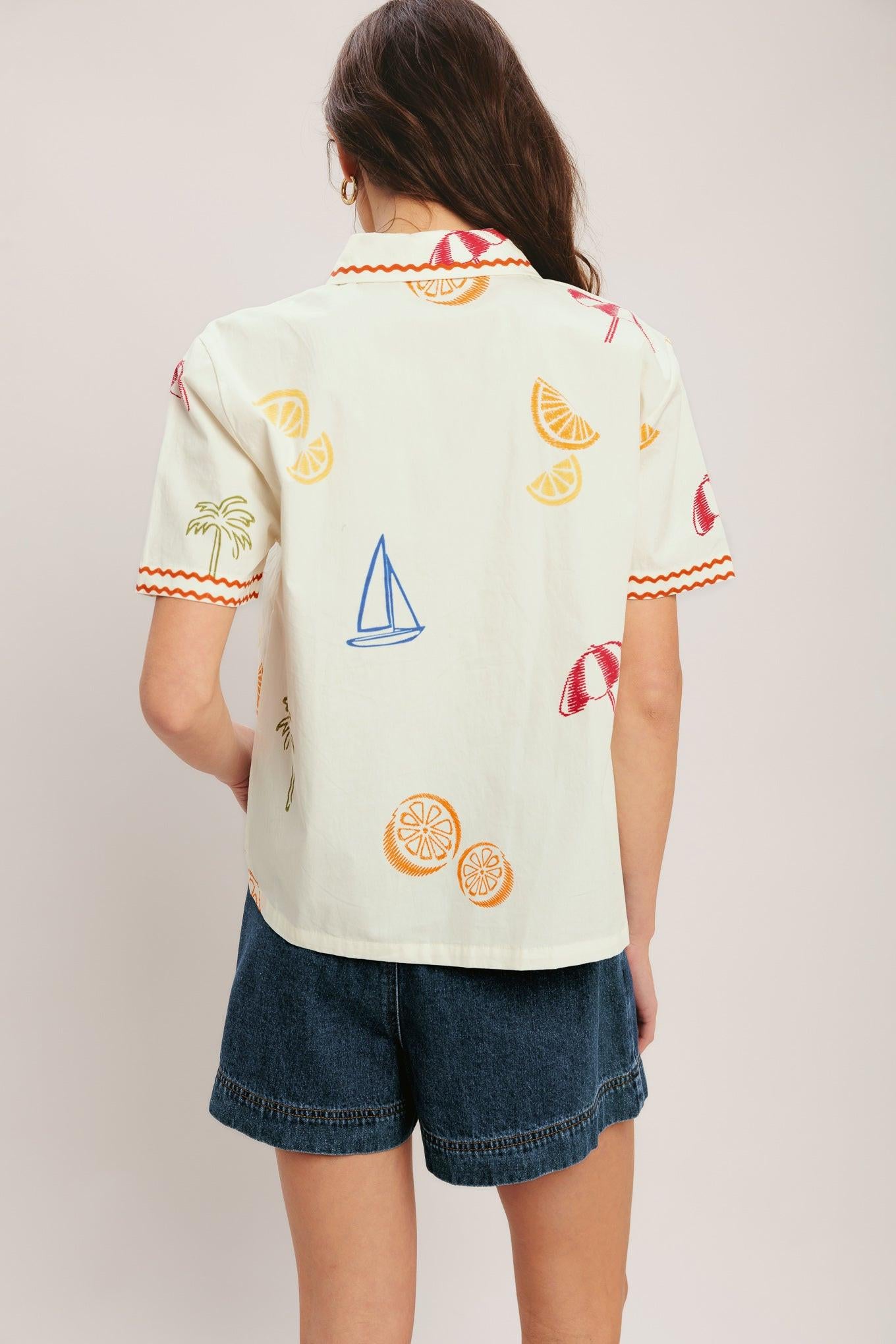 BEACH DAY CITRUS WOVEN TOP.