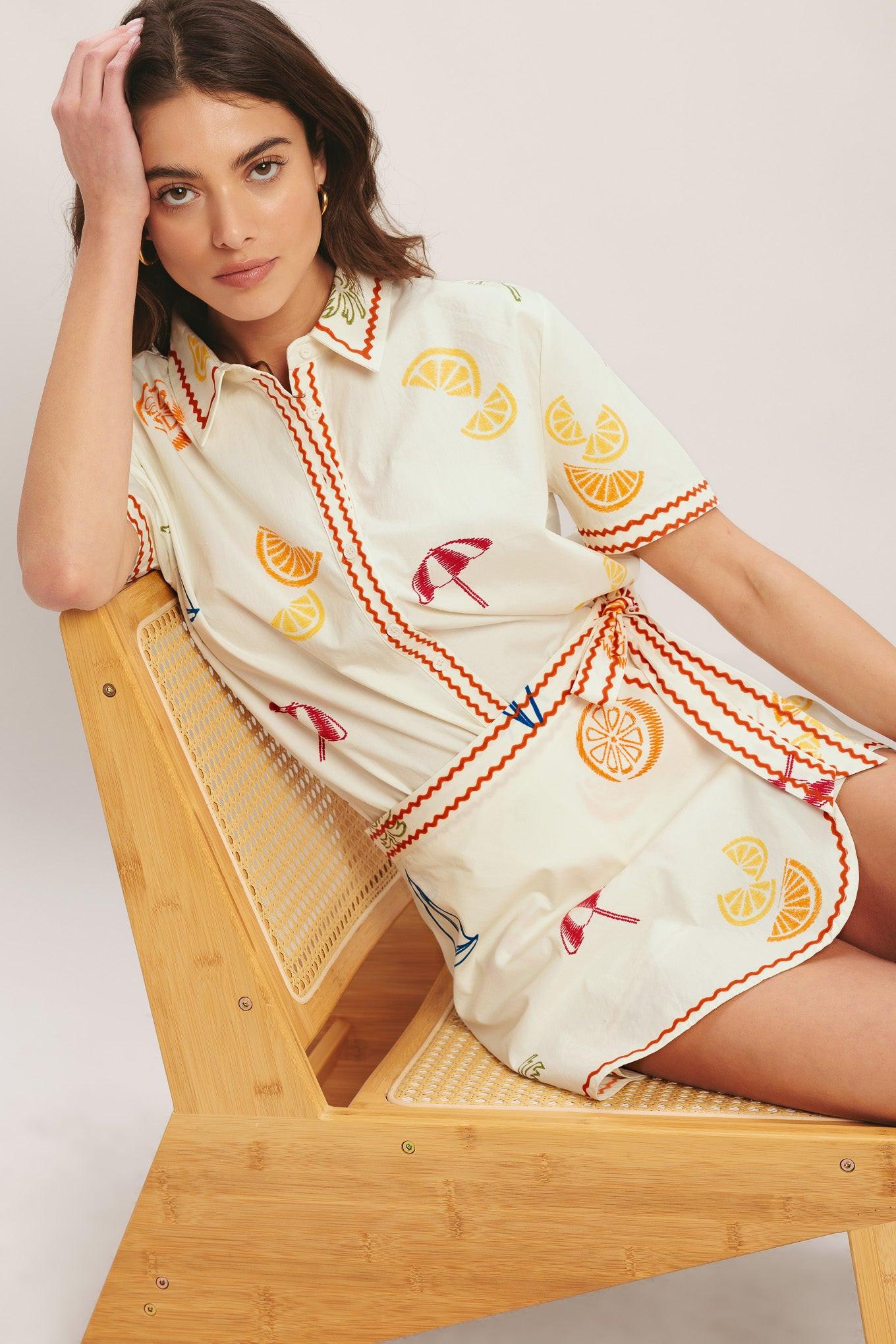 BEACH DAY CITRUS WOVEN TOP.