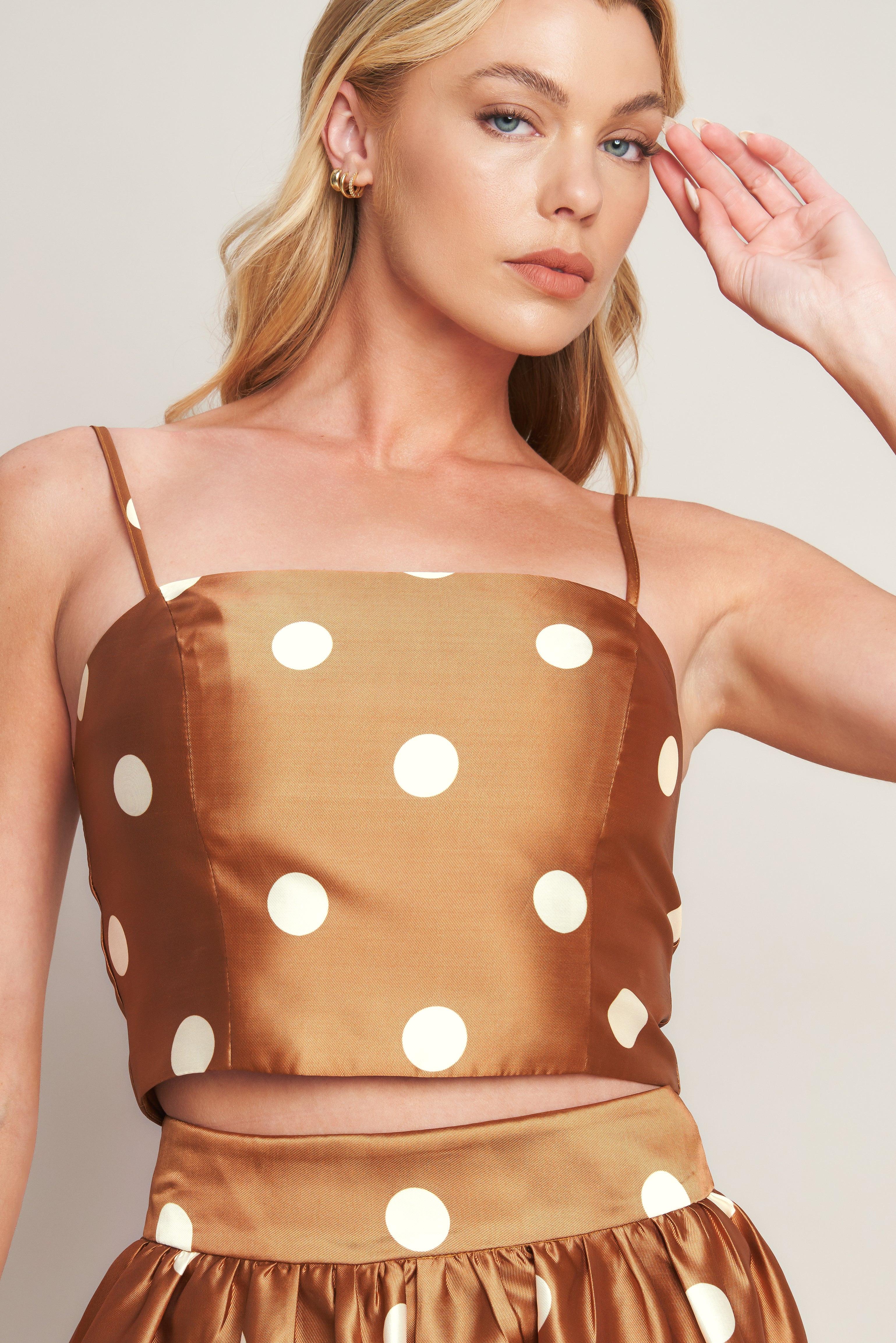CHIC POLKA FLOW WOVEN TOP.