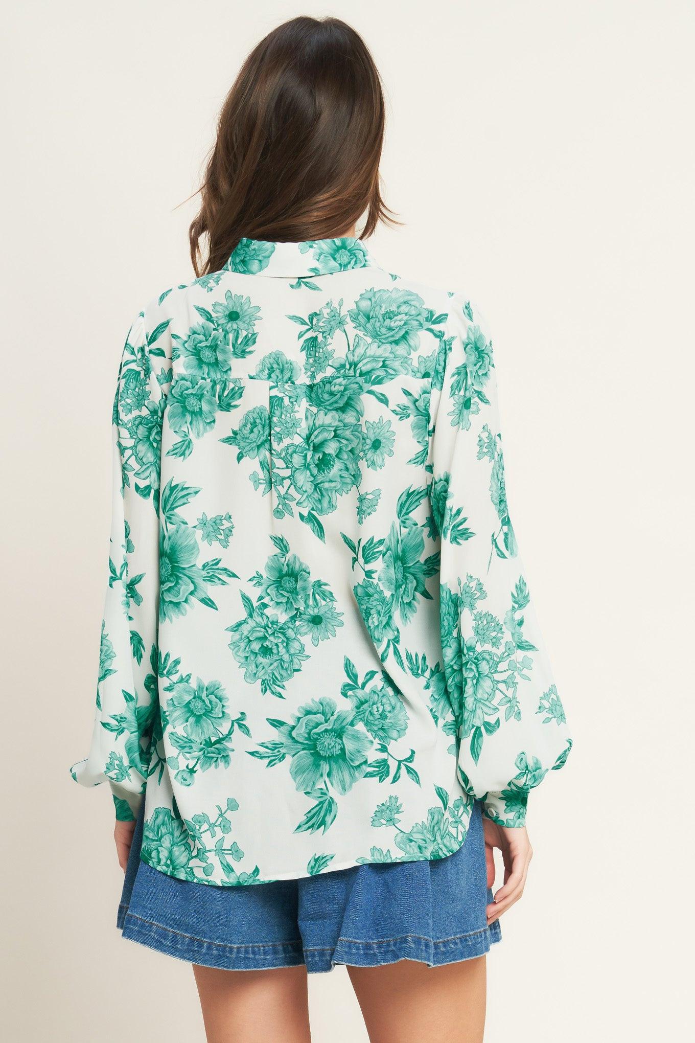 BOTANICAL POP WOVEN TOP.
