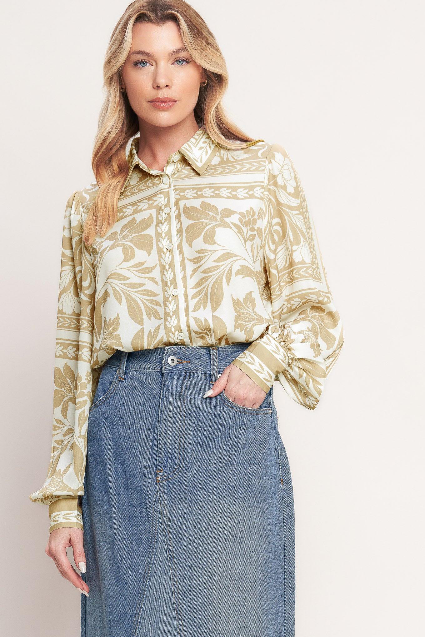 PALM BAZAAR WOVEN TOP.