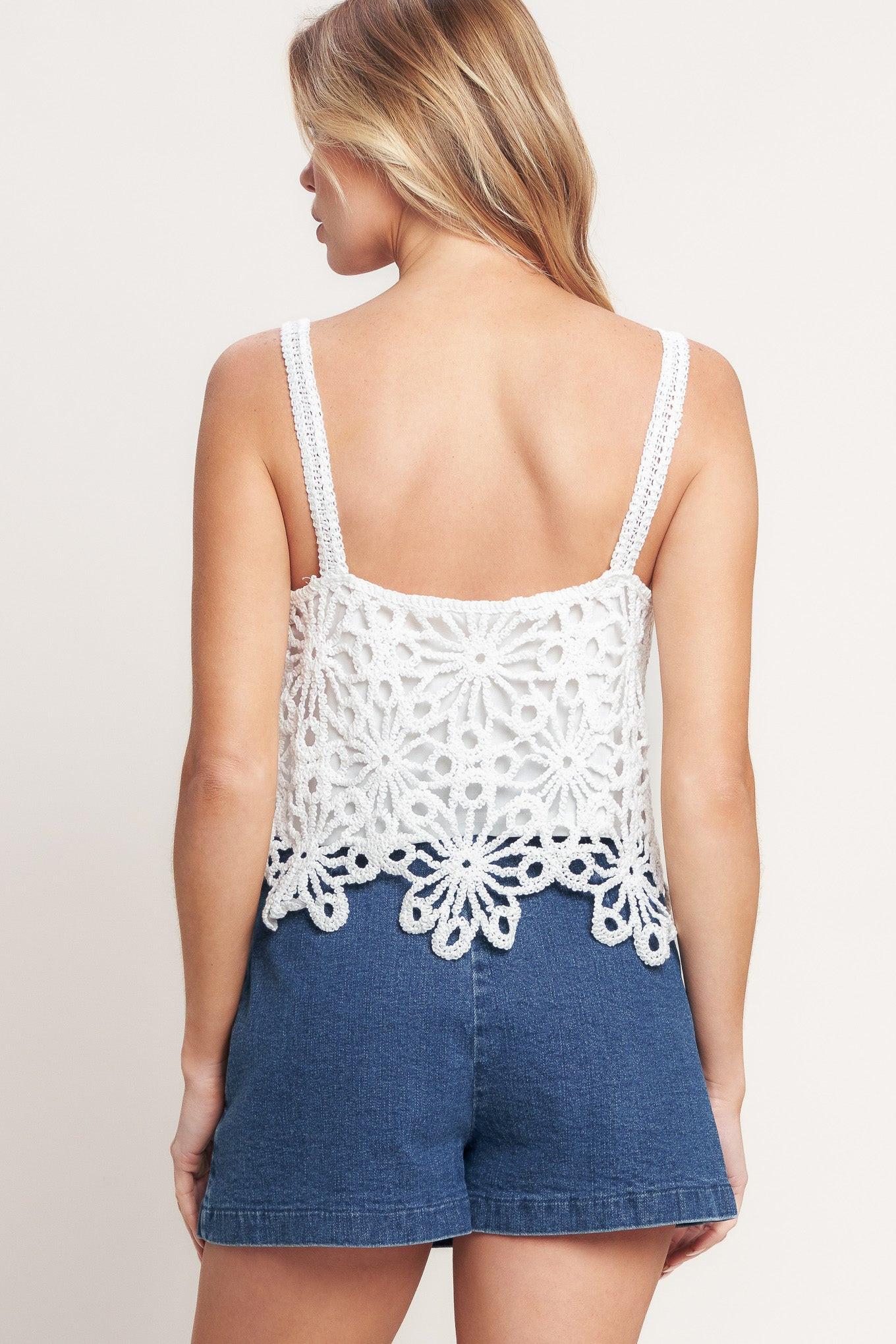 A crochet lace top with lining
Details:
Self : 100% Cotton
Lining : 100% Polyester
Size & Fit
- Model is 5`8" And Wearing Size Small
- Measurements Taken From Size Small
- Approx. Length: 21"
