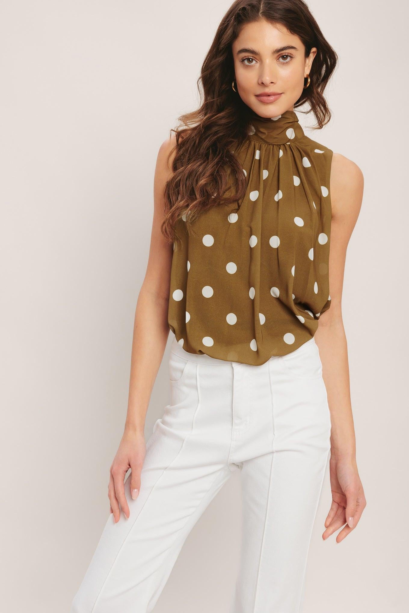 RETRO POP DOT WOVEN TOP.