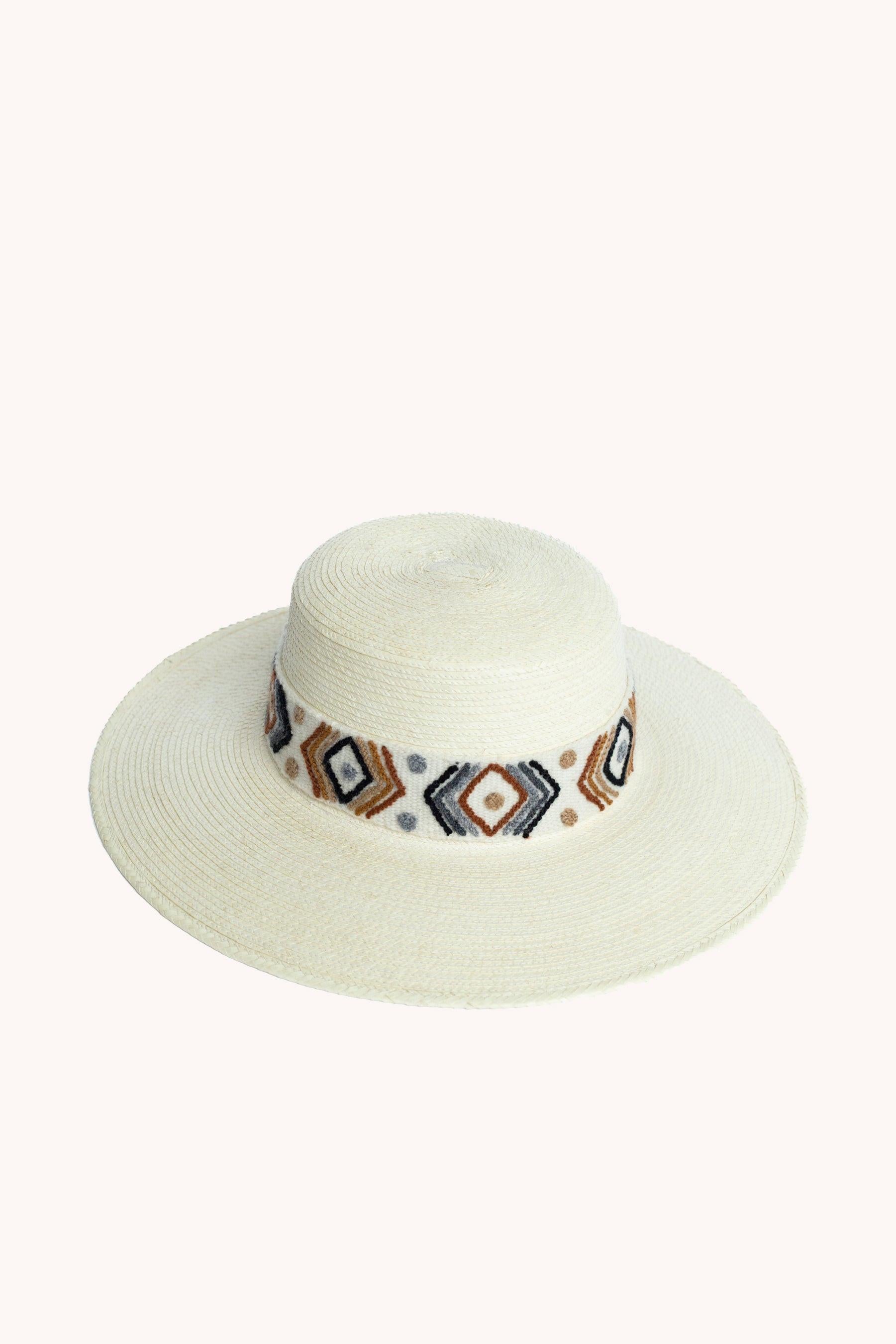 Spanish White Palm Leaf Straw Hat.