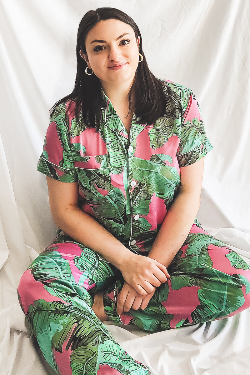 Pink Banana Leaf Pants set