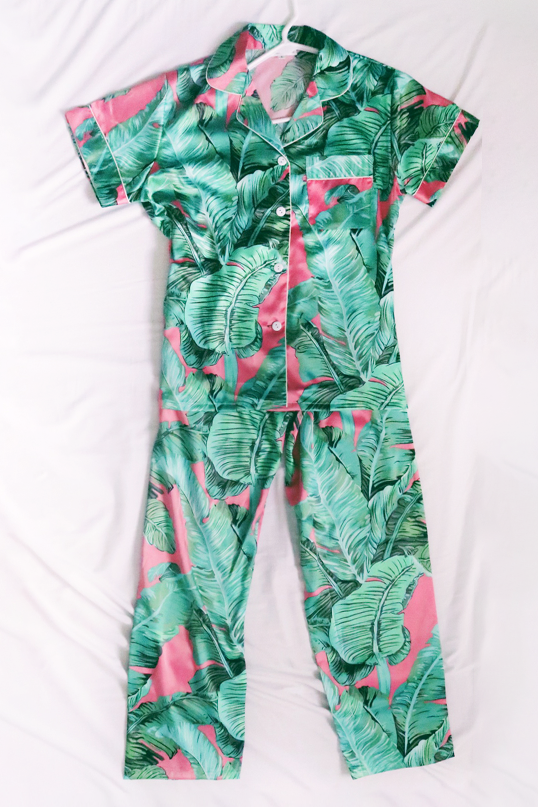 Pink Banana Leaf Pants set