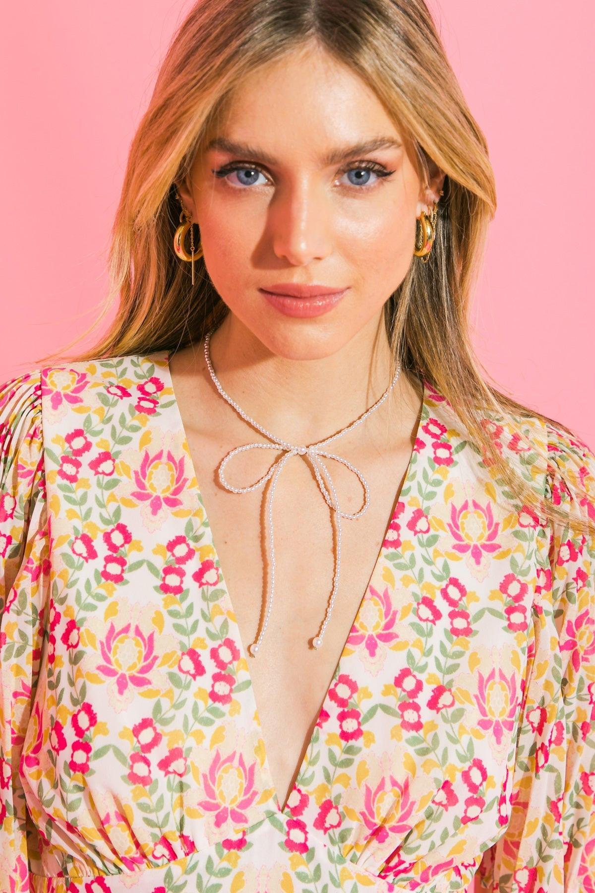 SPRING ROSE PEARL NECKLACE.