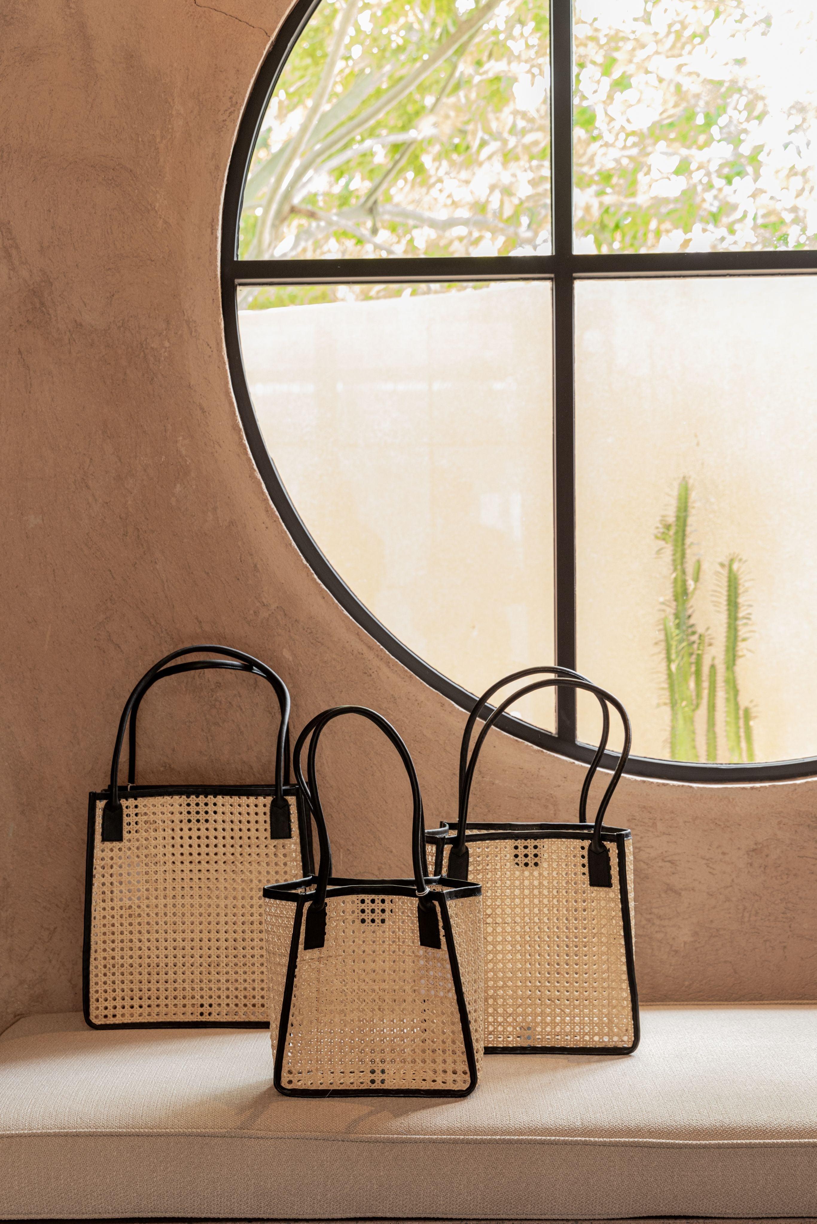 Citra Leather and Rattan Tote Bag.