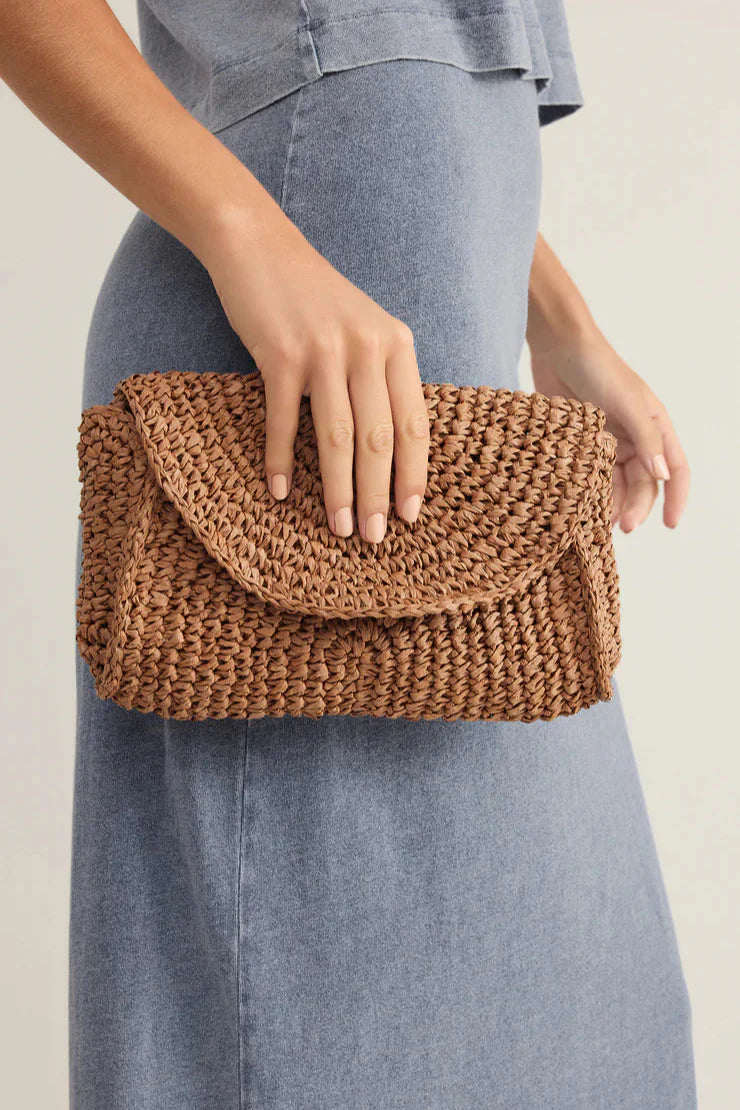Z Supply Sand Dollar Mini Straw Bag Tobacco