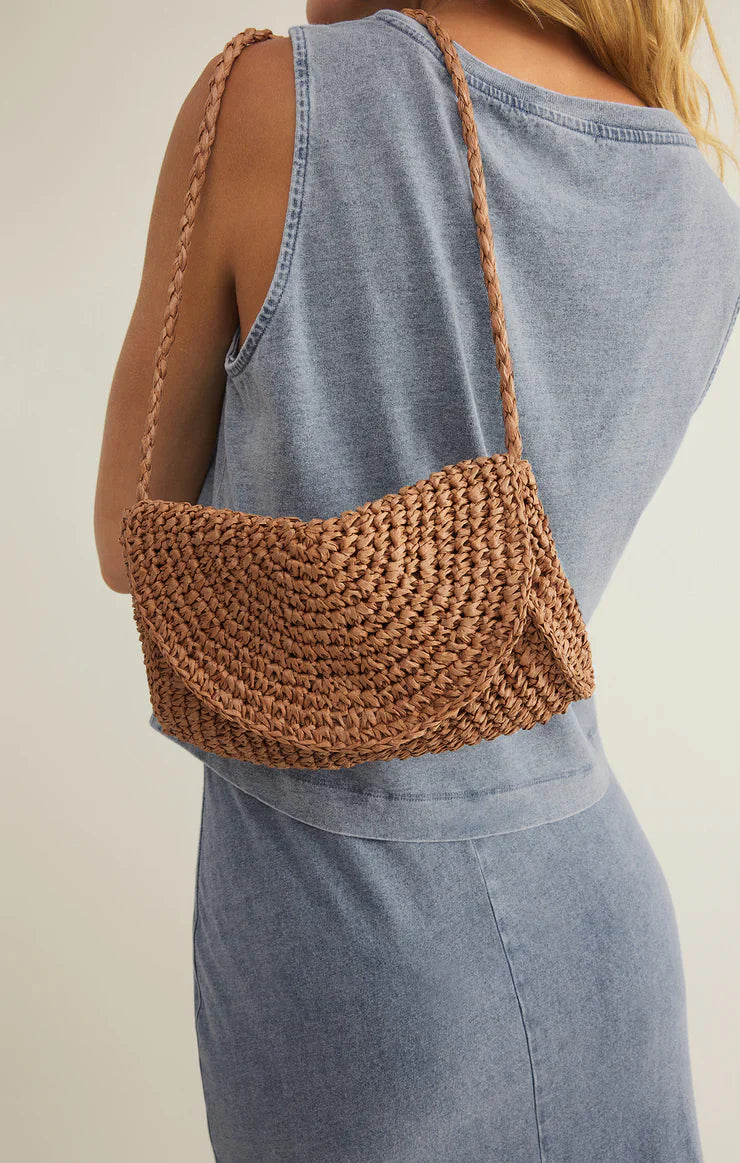 Z Supply Sand Dollar Mini Straw Bag Tobacco