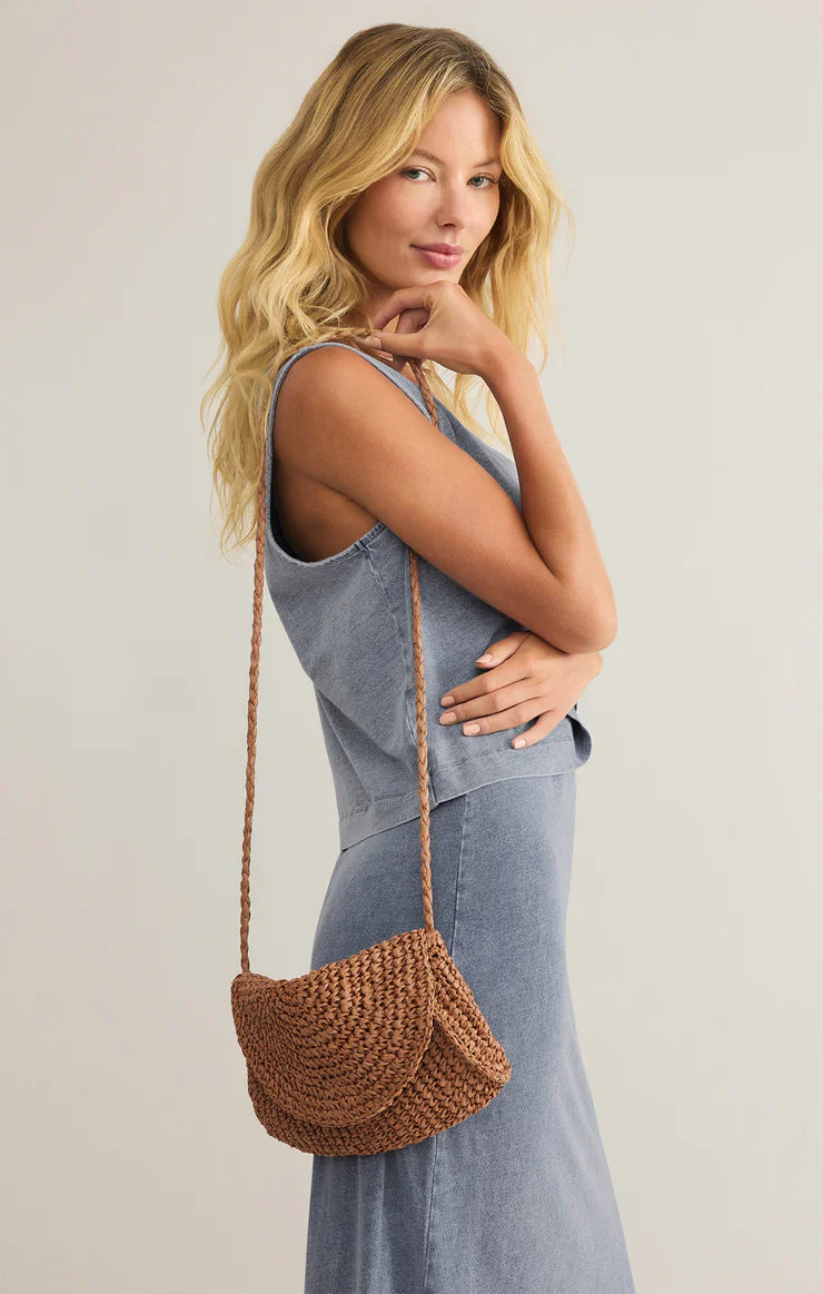 Z Supply Sand Dollar Mini Straw Bag Tobacco