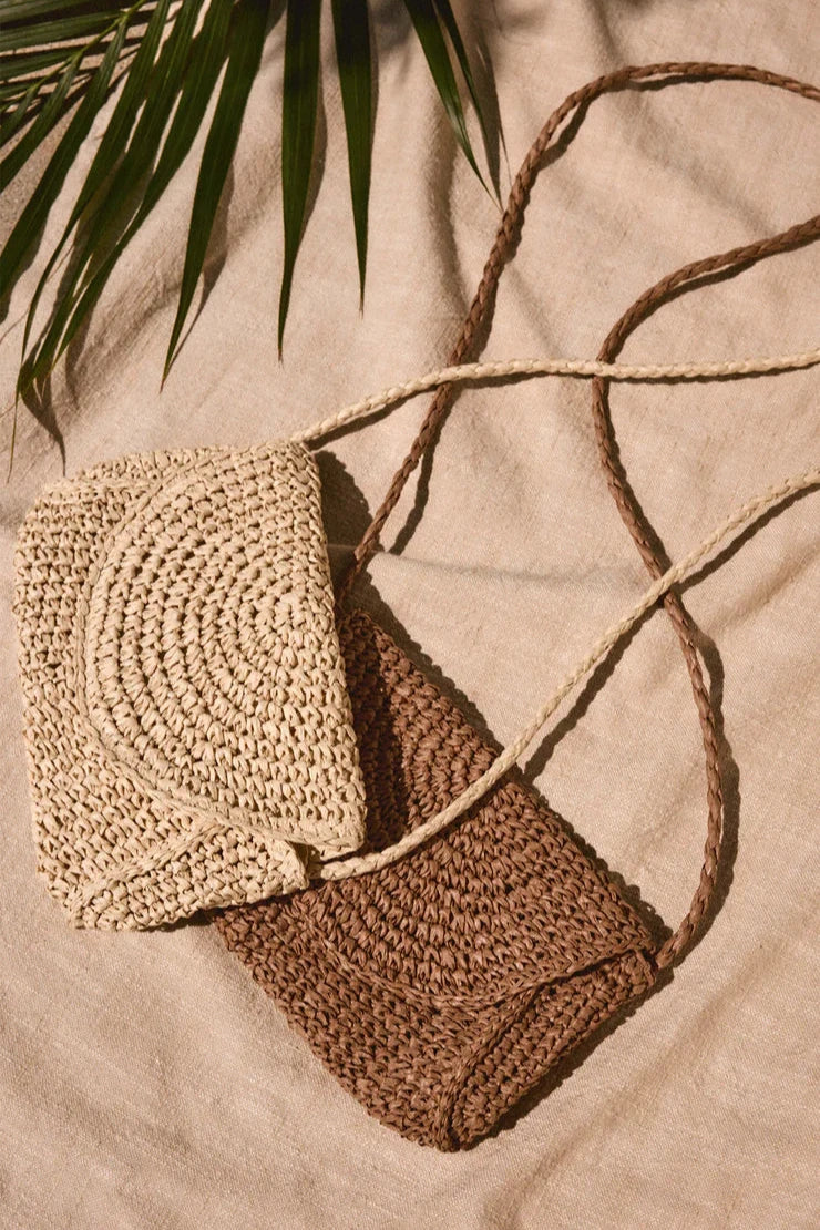 Z Supply Sand Dollar Mini Straw Bag Tobacco