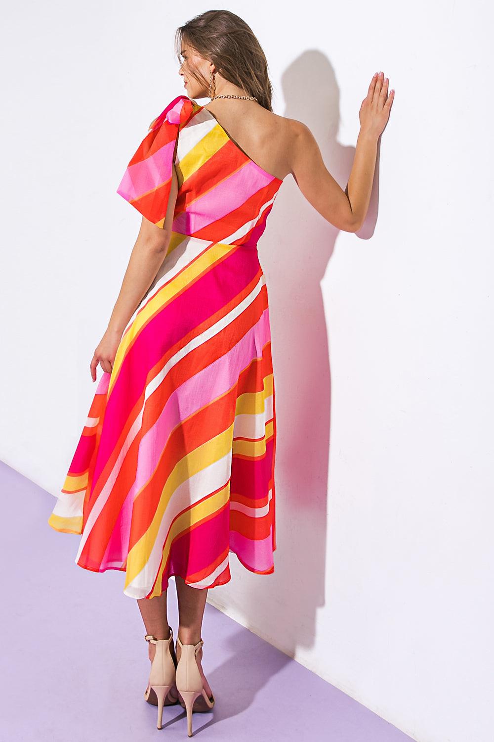 SWEETEN THE DAY WOVEN MIDI DRESS.
