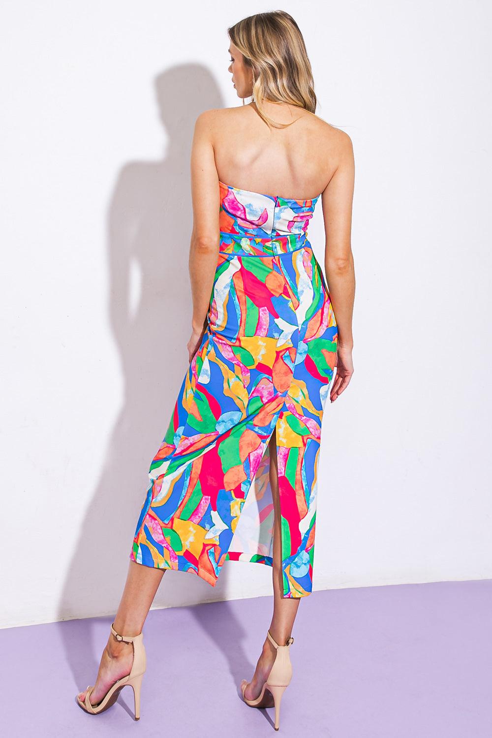 SEEKING SUN PONTI MIDI DRESS.