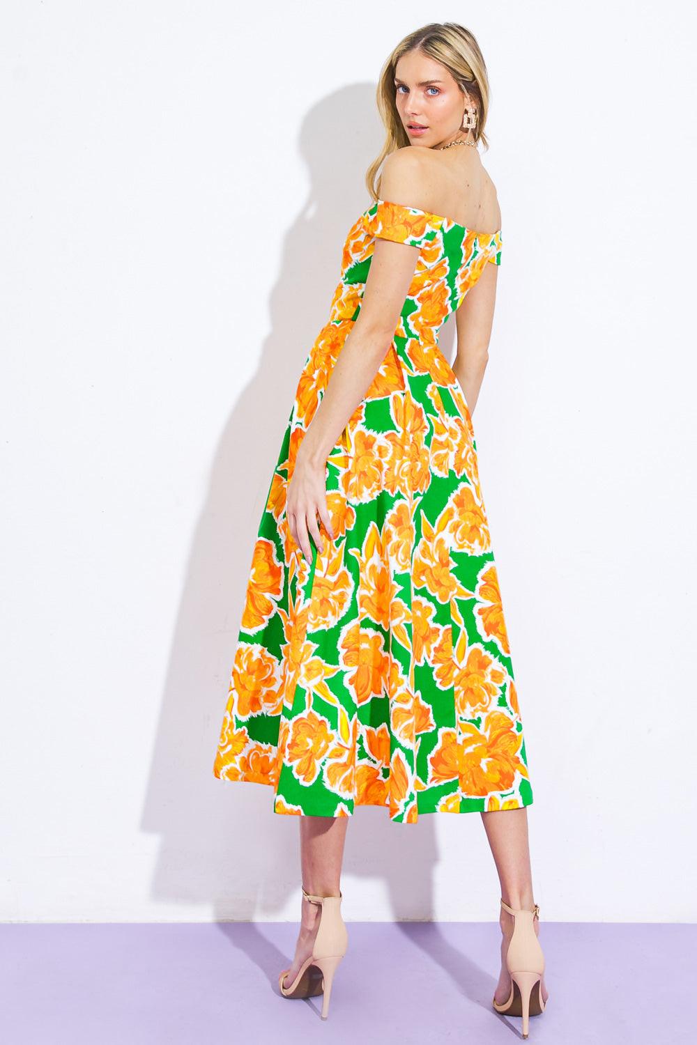 WHERE I WANT TO BE TWILL MIDI DRESS.